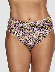 Abecita - Maui Maxi Brief, Flower - high waist bikini bottoms - black flowerprint - 2