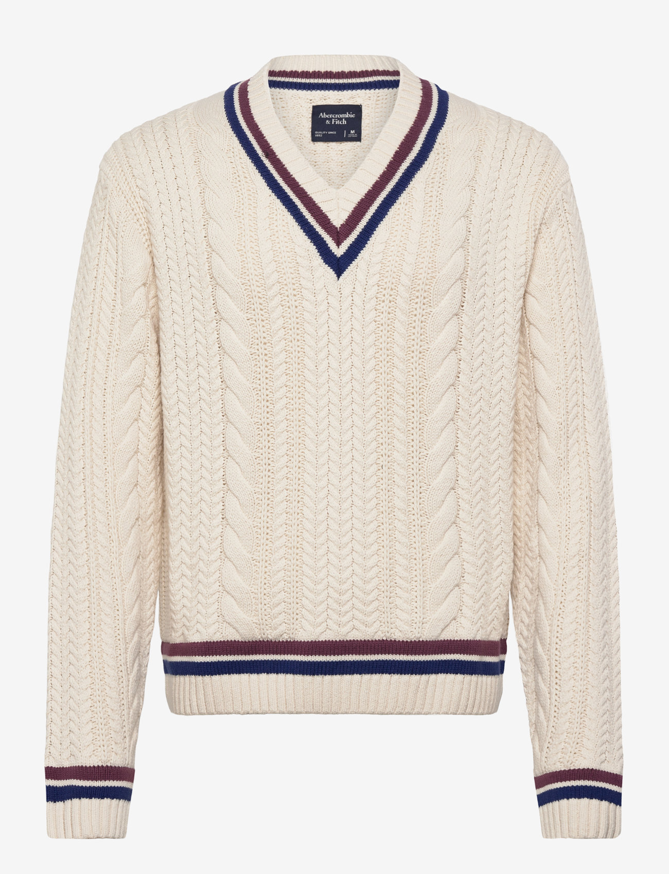 Abercrombie & Fitch - OVERSIZED CRICKET CABLE V NECK - herbstliche kleidung - 100 - 0