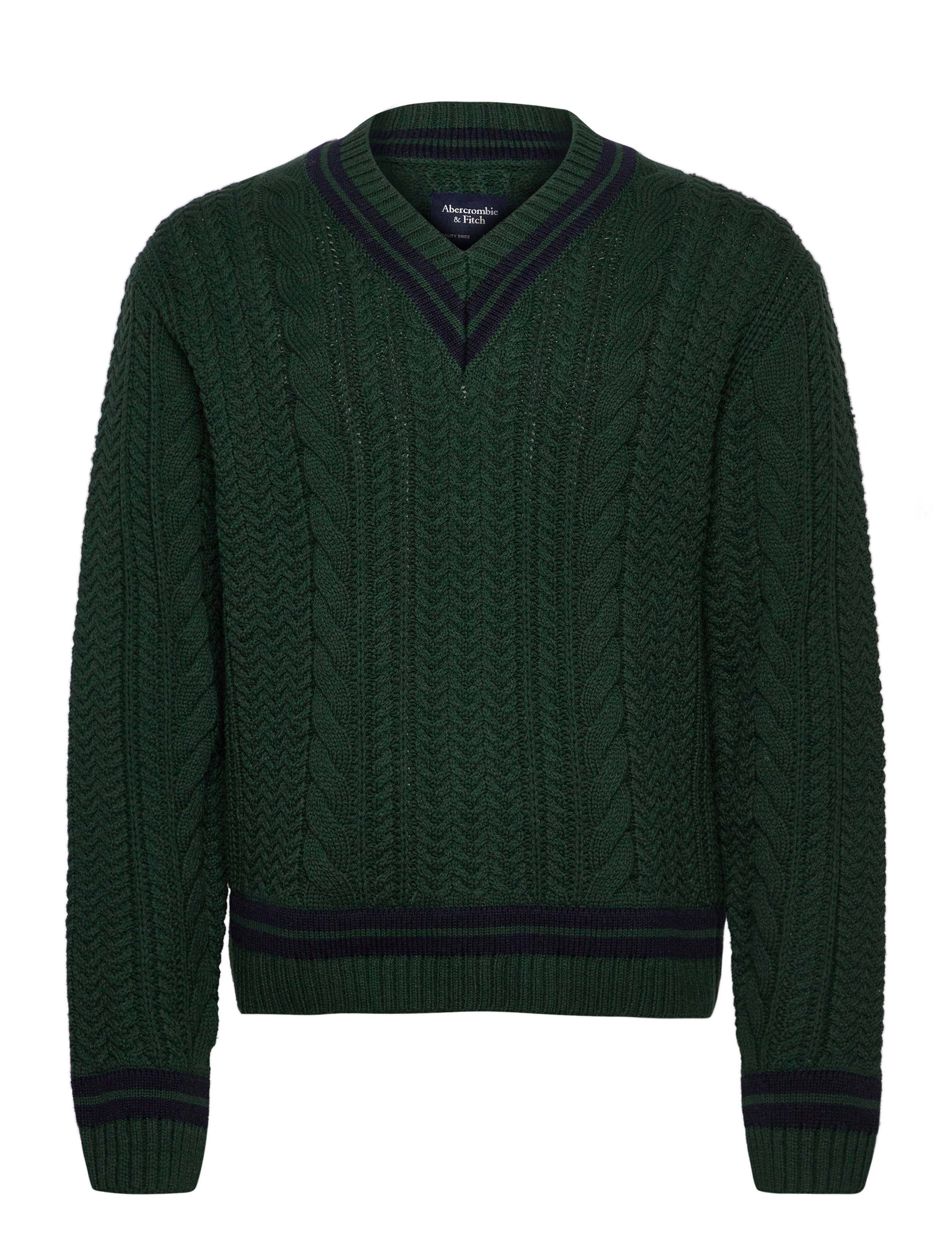 Abercrombie & Fitch OVERSIZED CRICKET CABLE V NECK - V-hals - 300 / green