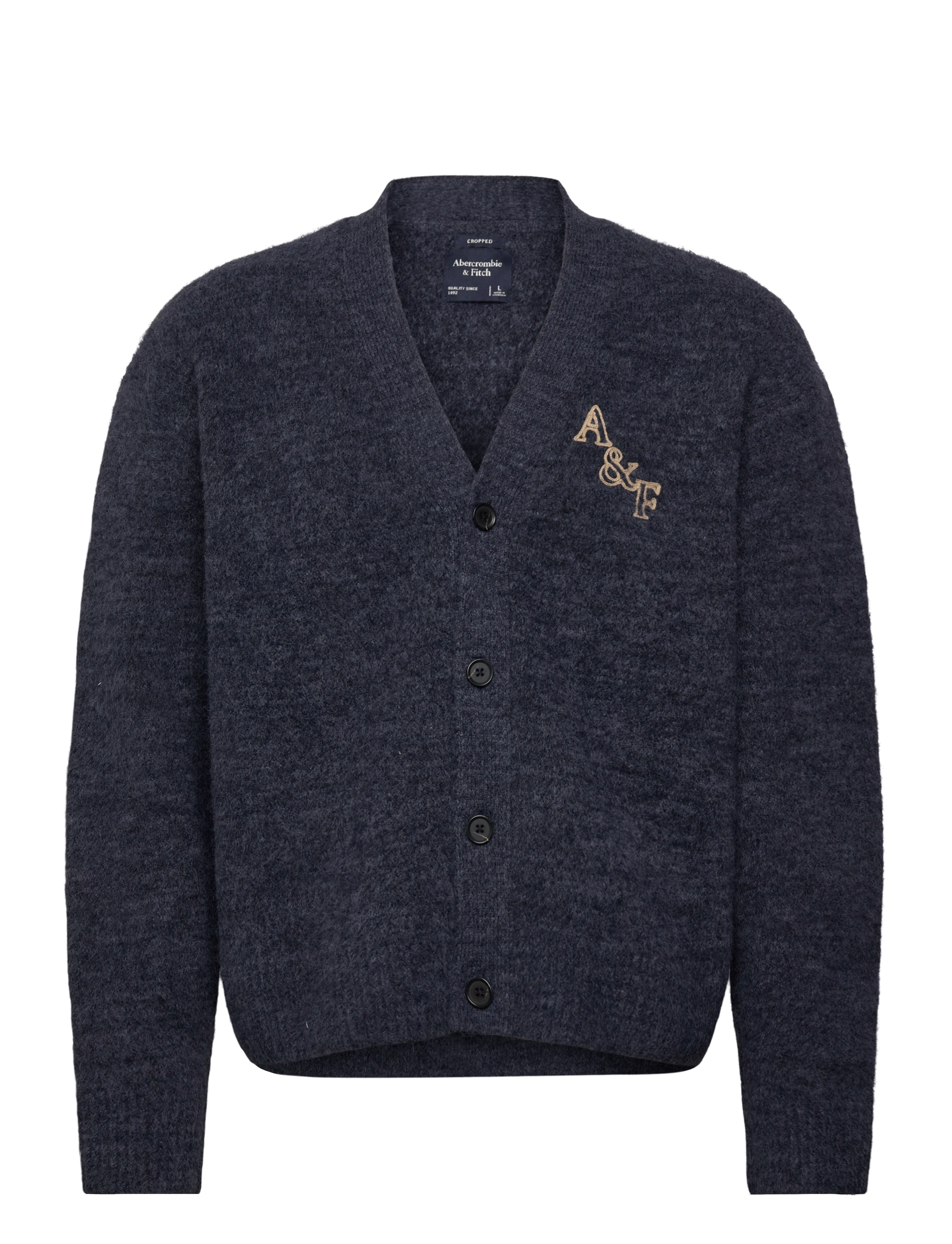 ABERCROMBIE & FITCH Fuzzy Intarsia Cardigan Grau - L - Herren