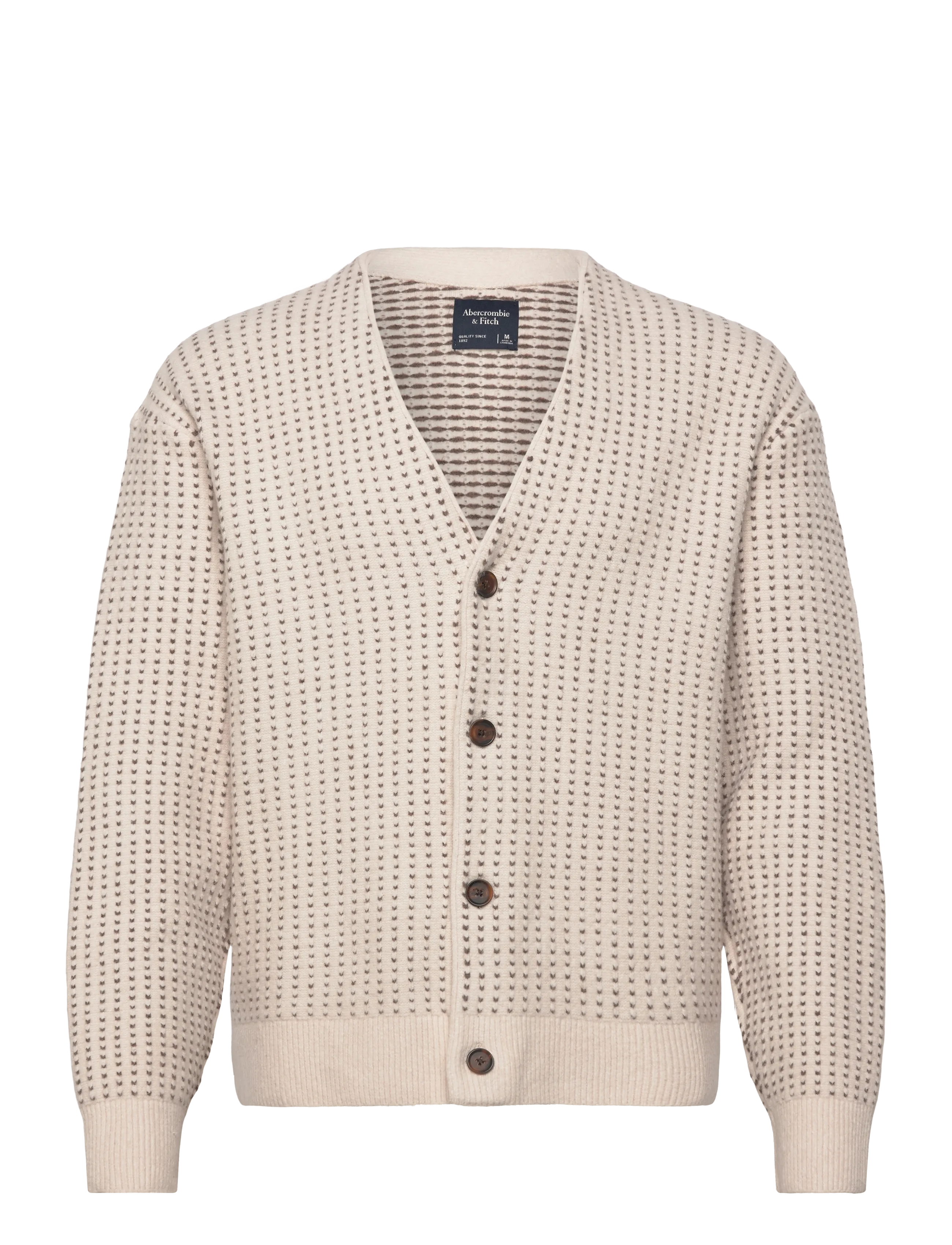 Abercrombie & Fitch Cream Birdseye Cropped Vintage Cardigan, S, Knitwear, Beige - Cardigans, Männerswear