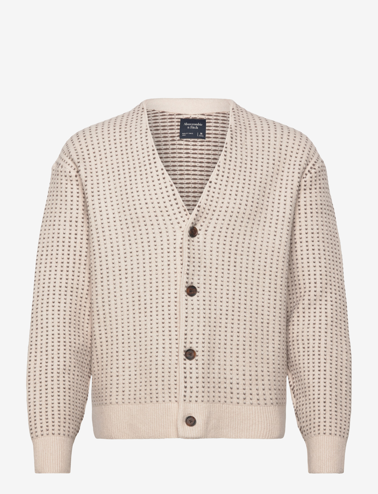 Abercrombie & Fitch - CREAM BIRDSEYE CROPPED VINTAGE CARDIGAN - kardiganid - 100 - 0