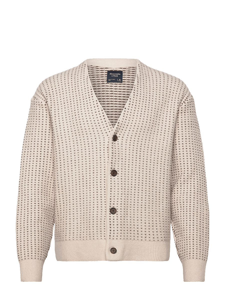 Abercrombie & Fitch - CREAM BIRDSEYE CROPPED VINTAGE CARDIGAN - strickjacken - 100 - 0