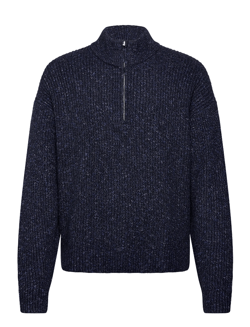Abercrombie & Fitch - OCT4 NEAT NAVY FLECK IT QZ - half zip-tröjor - 200 - 0