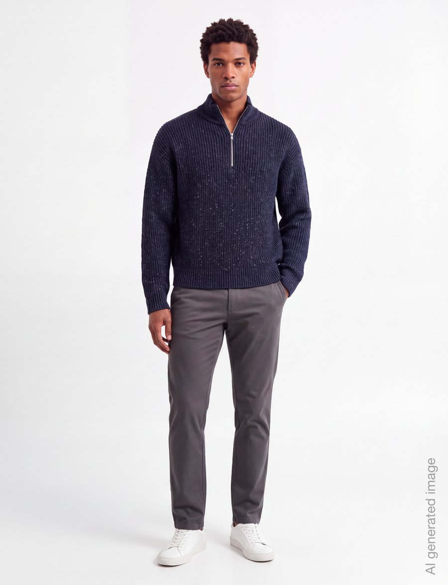 Abercrombie & Fitch - OCT4 NEAT NAVY FLECK IT QZ - halfzip strik - 200 - 0
