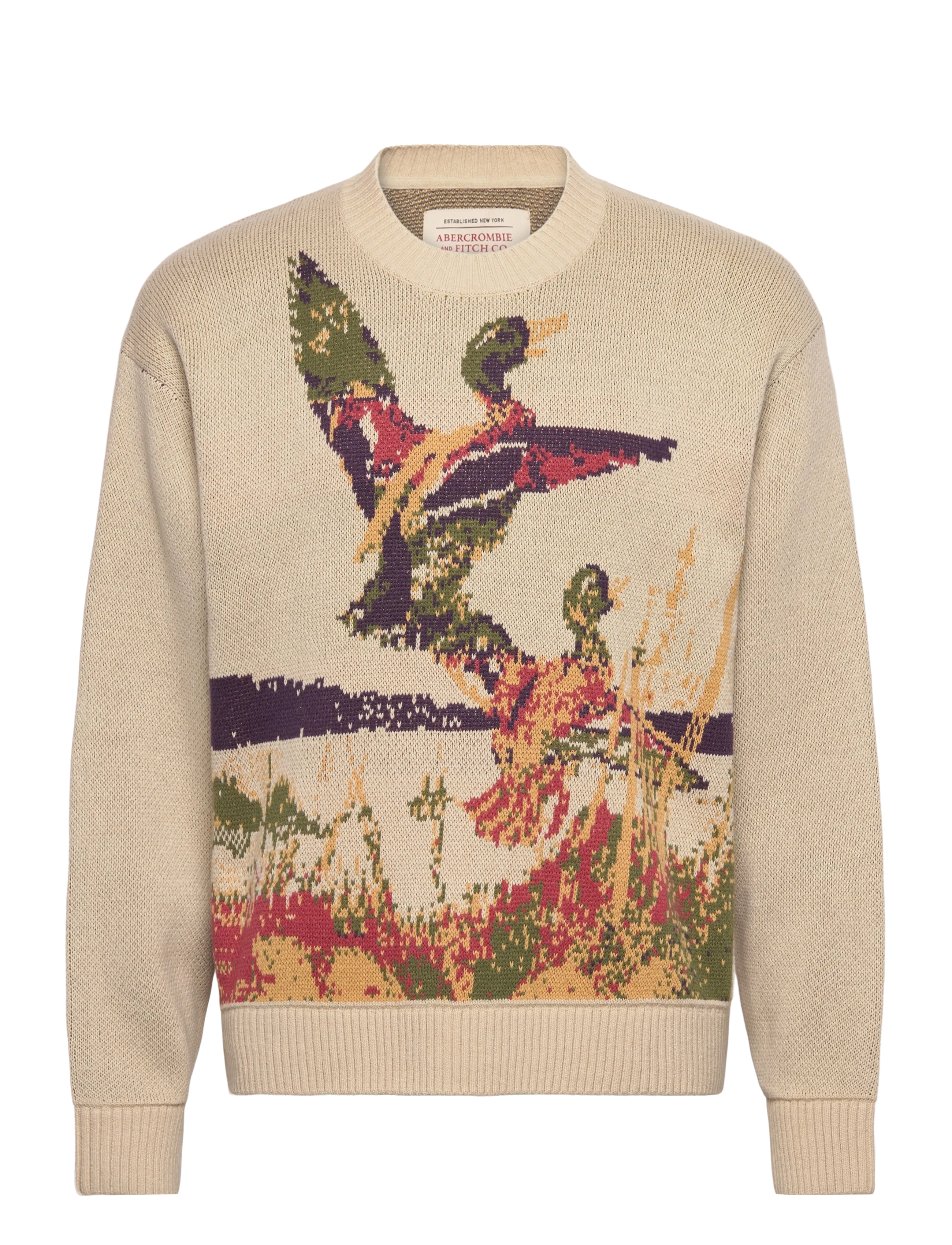 Abercrombie & Fitch LONG SLEEVE DUCK INTARSIA CREW - Mehed - 150 / beige