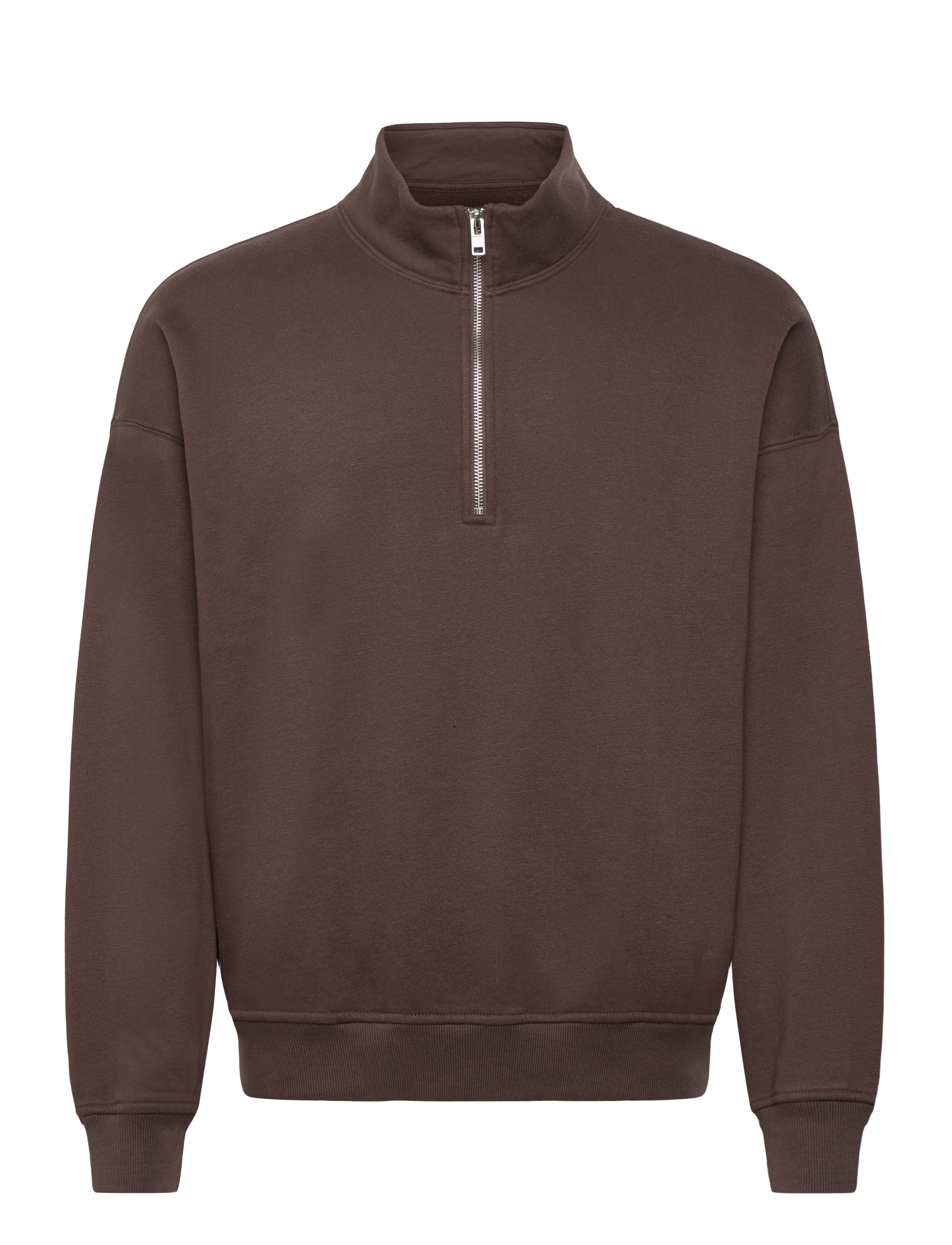 Abercrombie & Fitch Essential Half Zip Mock, Mænd, Half Zip Sweatshirt Med Høj Hals, Brun, Str: XS