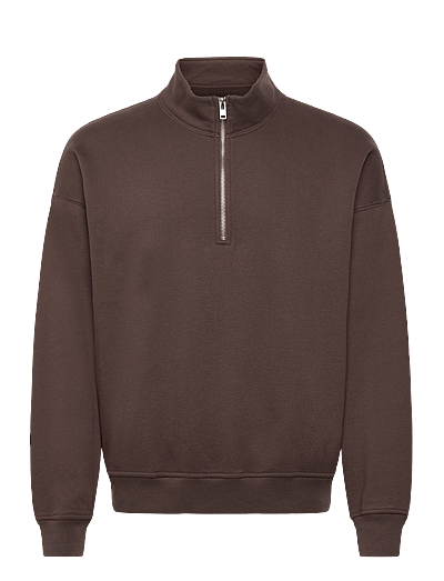 Abercrombie & Fitch ESSENTIAL HALF ZIP MOCK - Sweatshirts - 420 / brown
