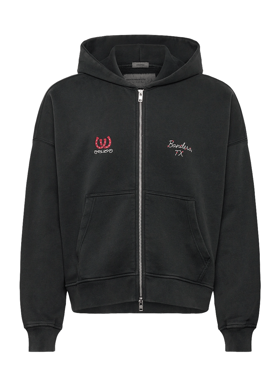 Abercrombie & Fitch - WESTERN NON LOGO - CROPPED FULL ZIP - sweats à capuche - 906 - 0