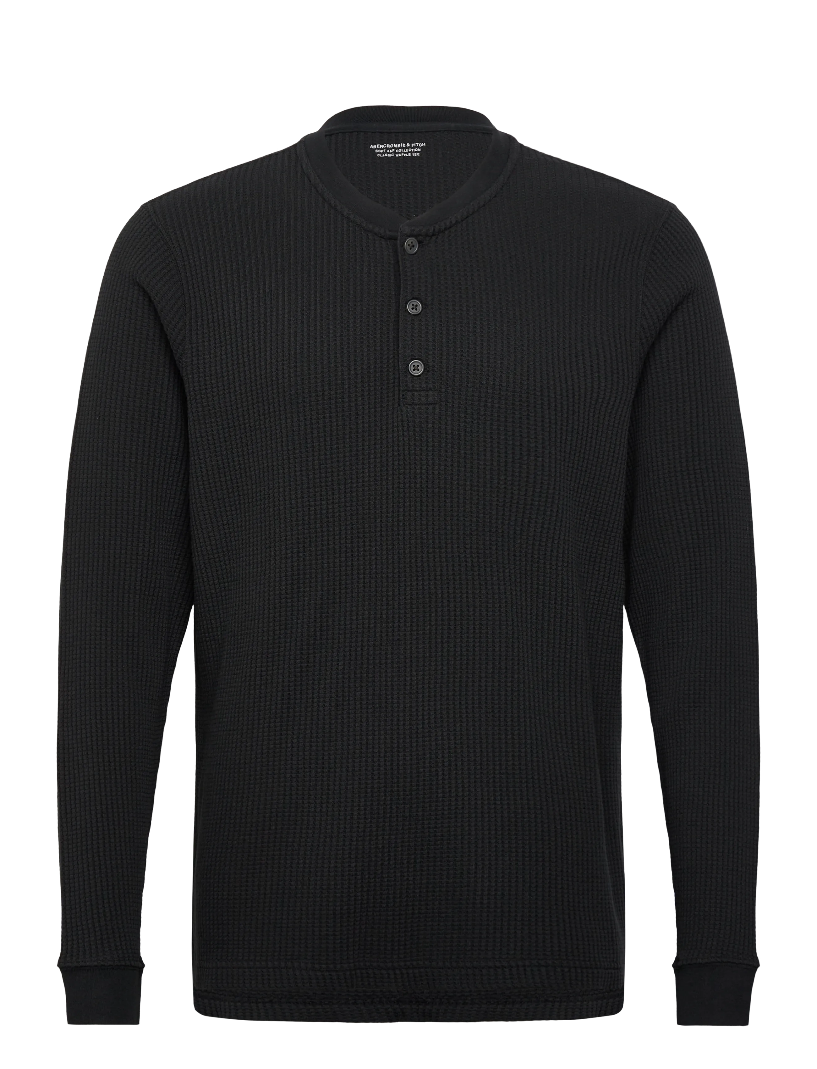 Abercrombie & Fitch LONG SLEEVE CLASSIC WAFFLE HENLEY - T-Shirts - 900 / black