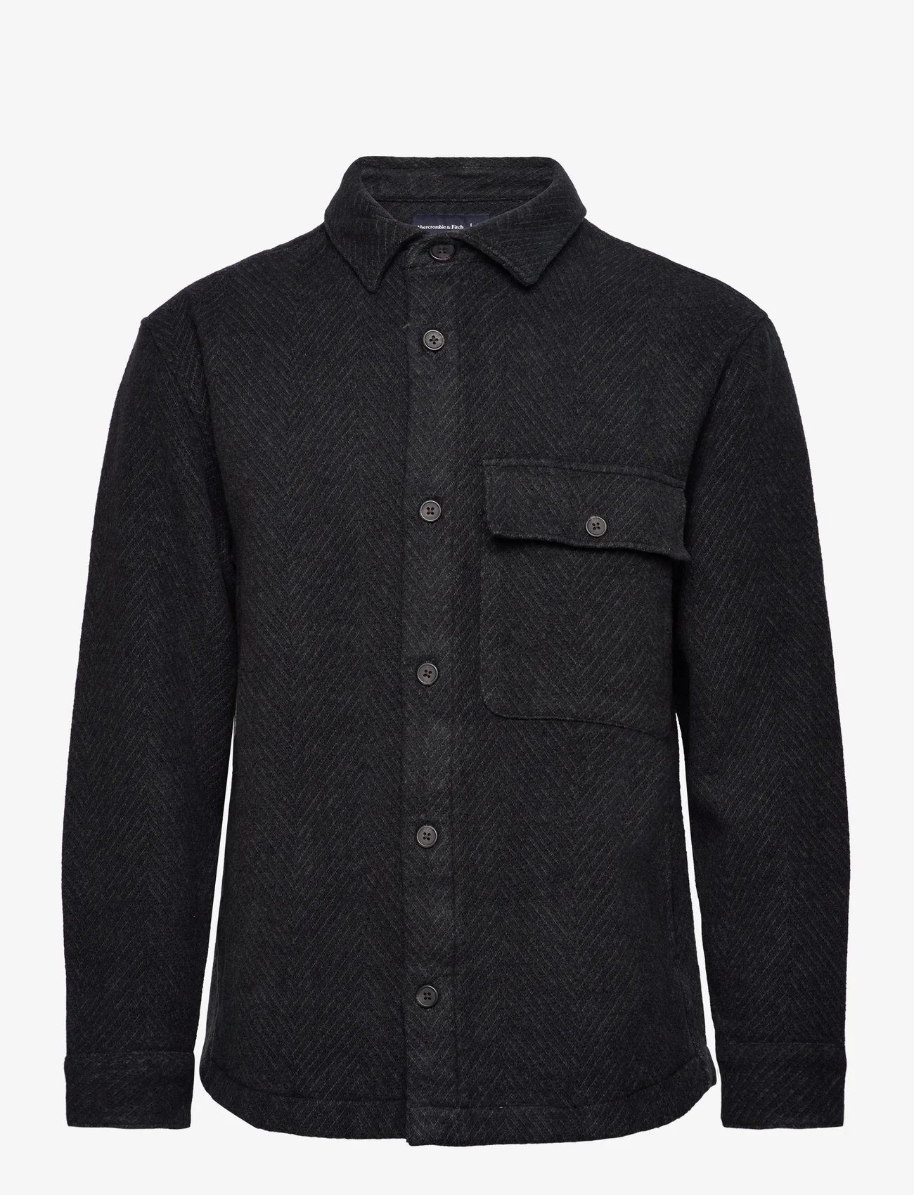 Abercrombie & Fitch - ANF MENS WOVENS - overshirts - black herringbone curved silo - 0