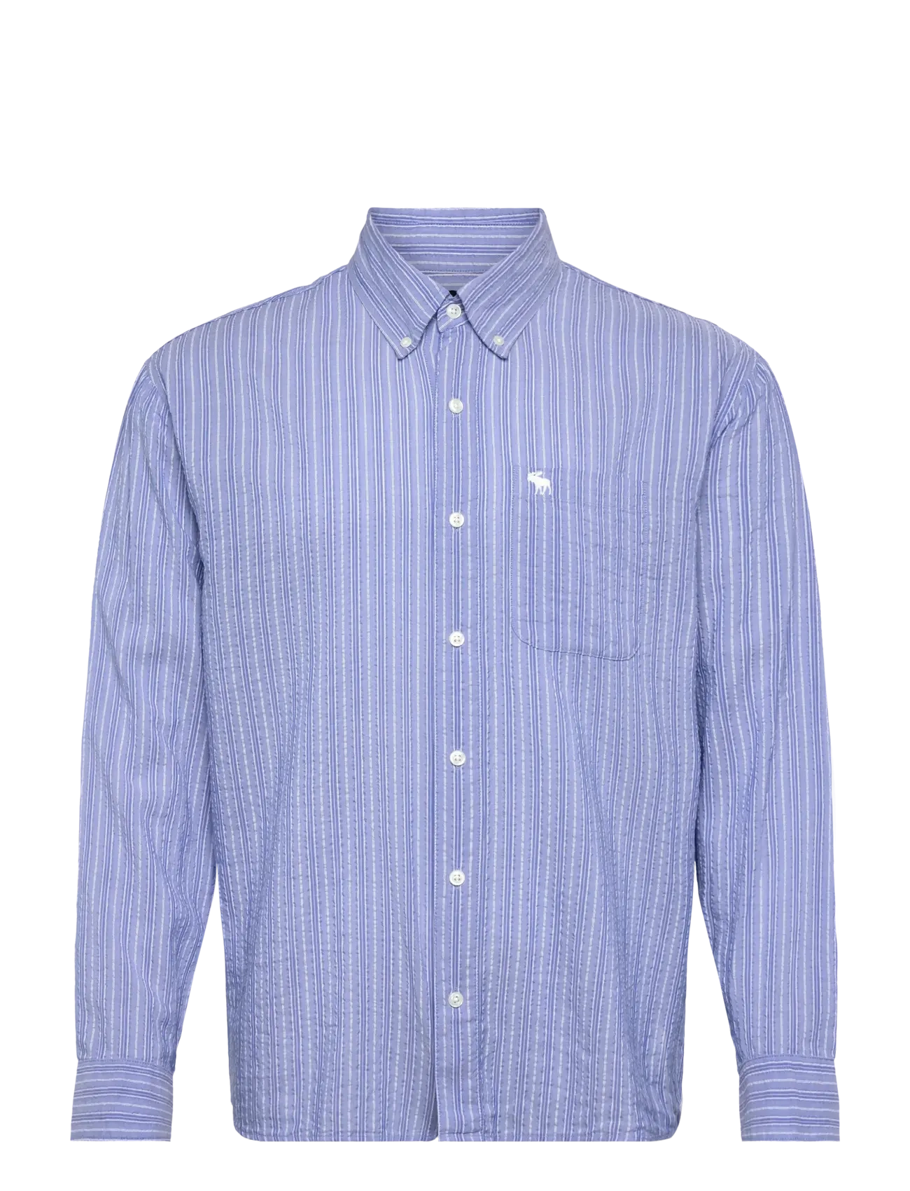 Abercrombie & Fitch LS ICON CURVED HEM SEERSUCKER POPLIN - Hemden - 205 / blue