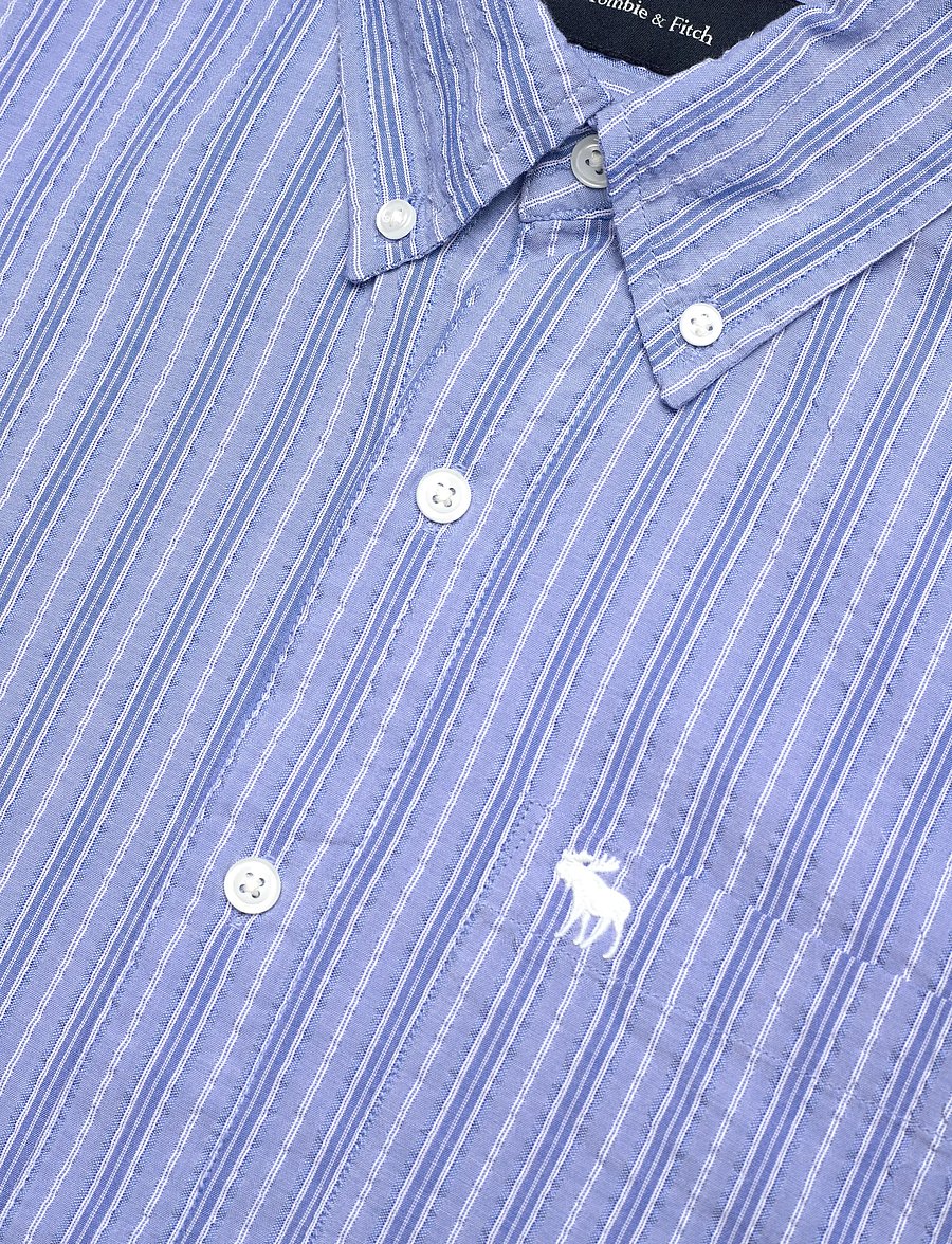 Abercrombie & Fitch - LS ICON CURVED HEM SEERSUCKER POPLIN - triibulised särgid - 205 - 3