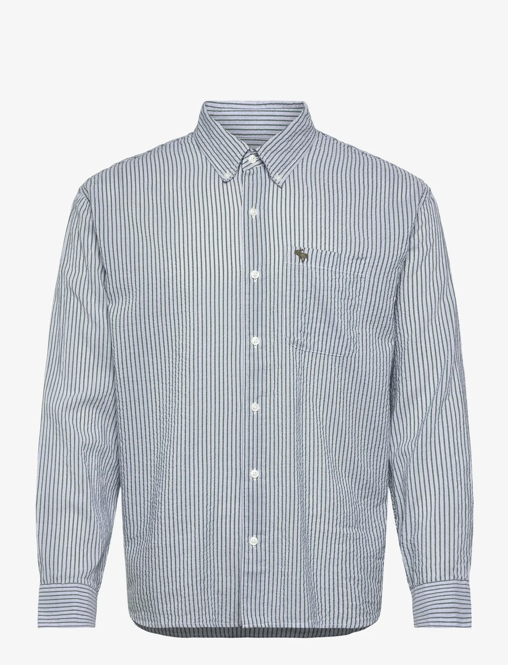 Abercrombie & Fitch - LS ICON CURVED HEM SEERSUCKER POPLIN - gestreifte hemden - 304 - 0