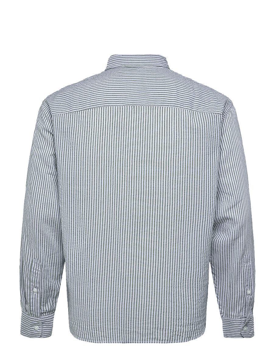 Abercrombie & Fitch - LS ICON CURVED HEM SEERSUCKER POPLIN - stribede skjorter - 304 - 1