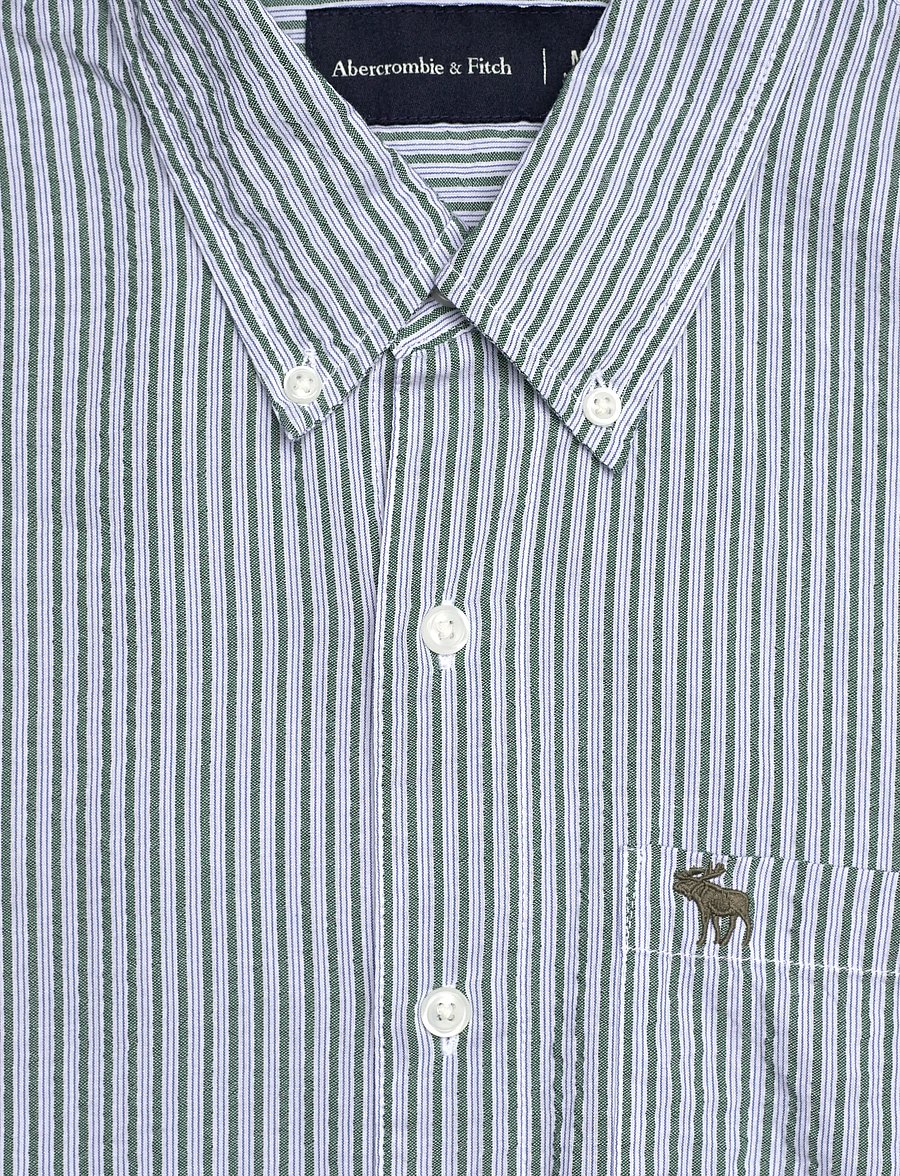 Abercrombie & Fitch - LS ICON CURVED HEM SEERSUCKER POPLIN - stribede skjorter - 304 - 2