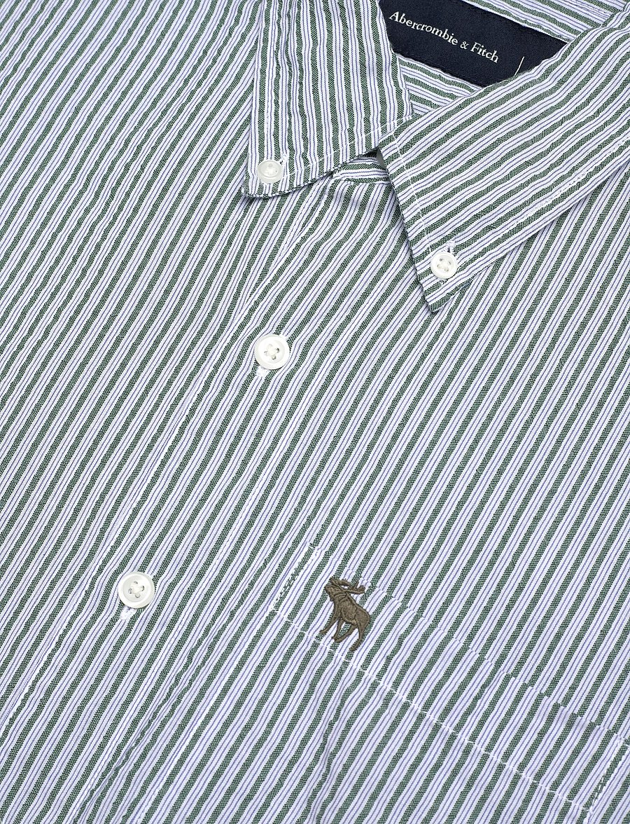 Abercrombie & Fitch - LS ICON CURVED HEM SEERSUCKER POPLIN - stribede skjorter - 304 - 3