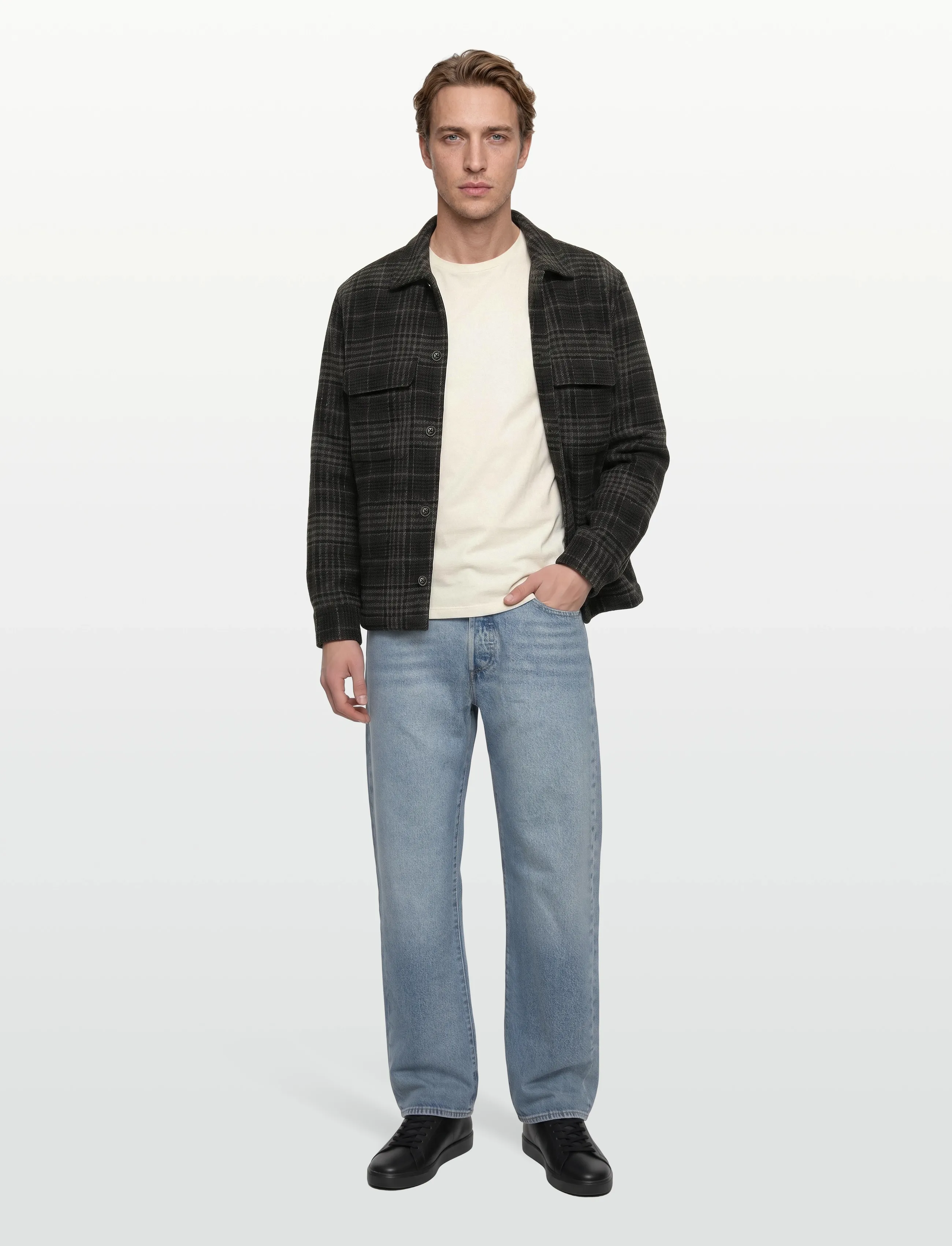 Abercrombie & Fitch Long Sleeve Boucle Overshirt, S, Jackets, Grau - Wool Männerswear