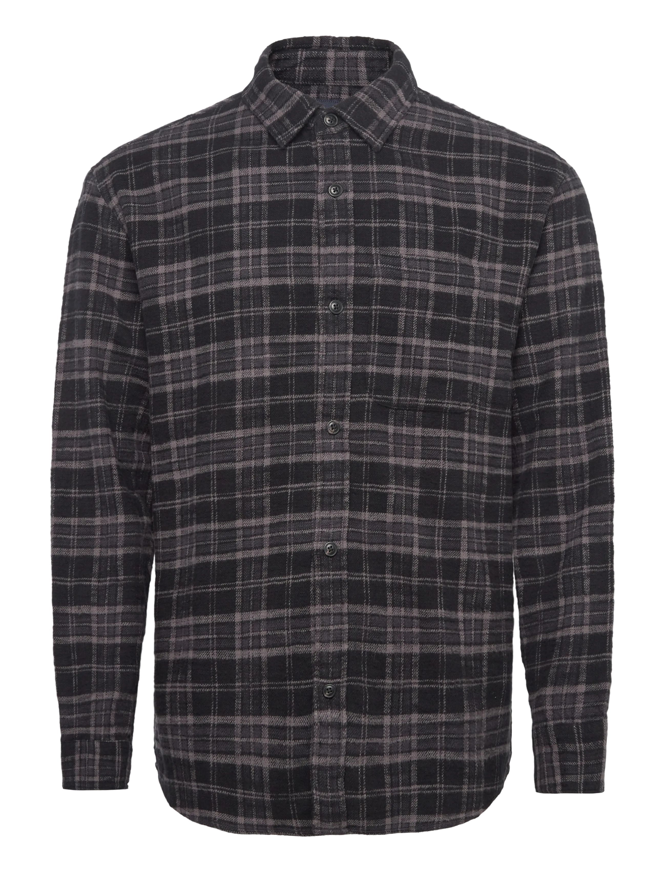 ABERCROMBIE & FITCH Lange Ärmel Slub Flannel Plaid Schwarz - XS - Herren