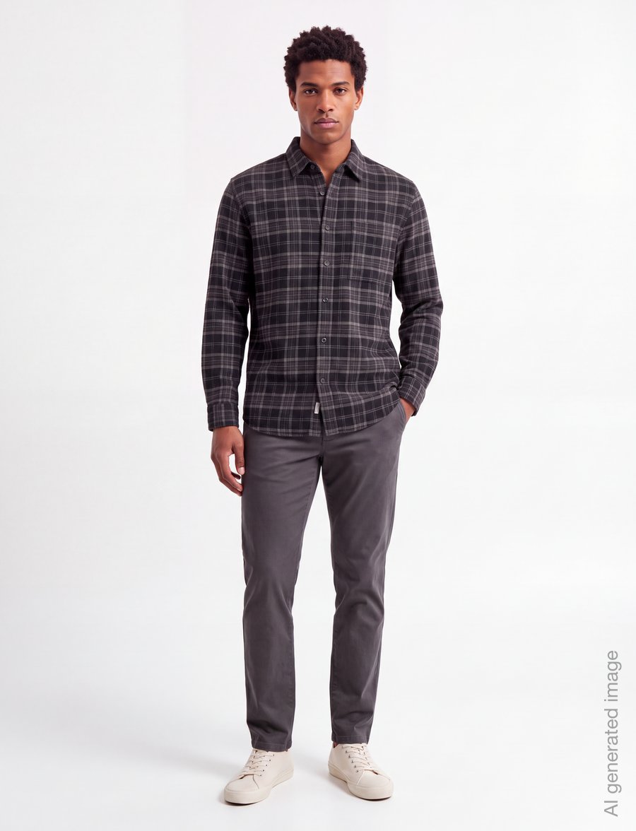Abercrombie & Fitch - LONG SLEEVE SLUB FLANNEL PLAID - rutiga skjortor - 908 - 0