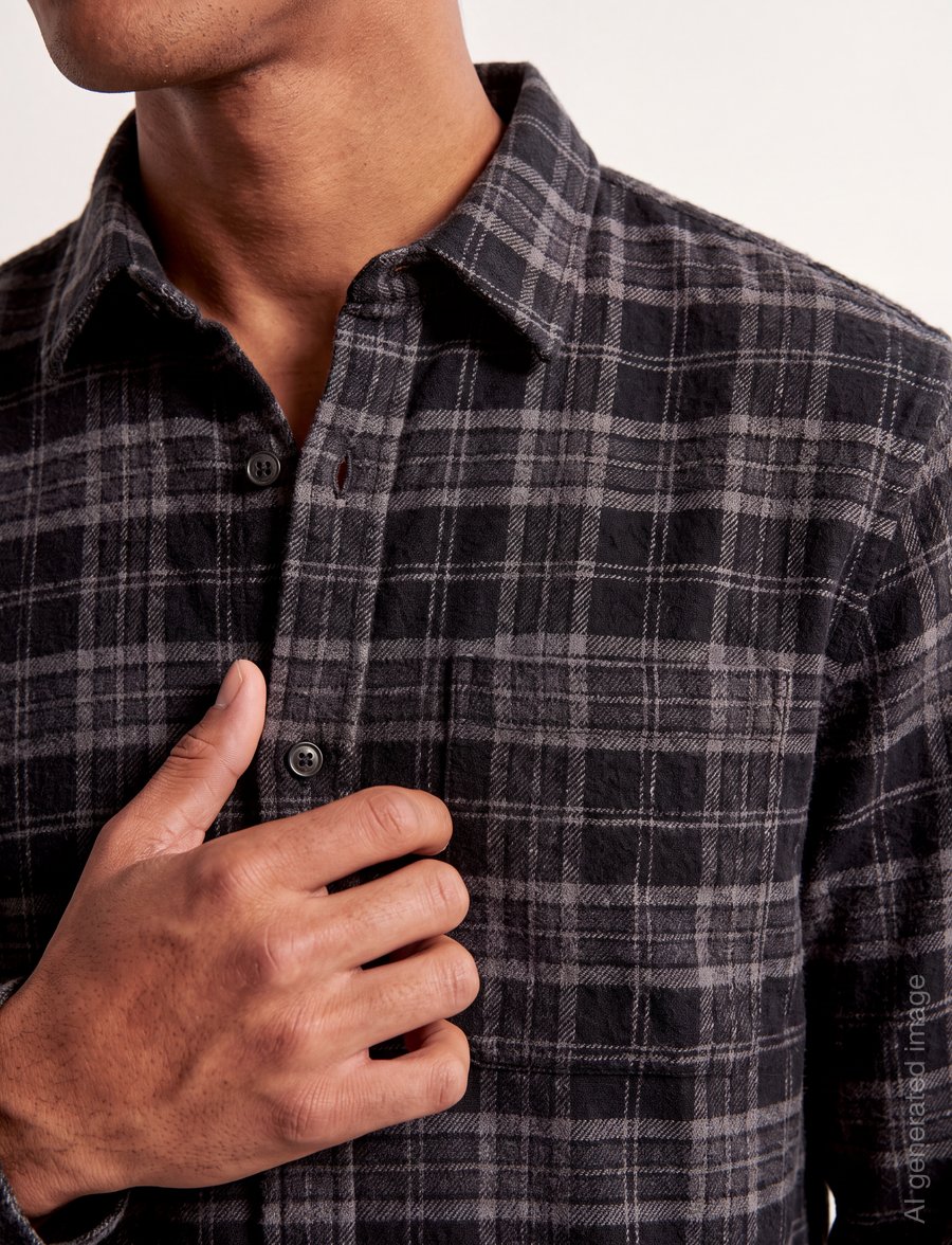 Abercrombie & Fitch - LONG SLEEVE SLUB FLANNEL PLAID - rutiga skjortor - 908 - 4