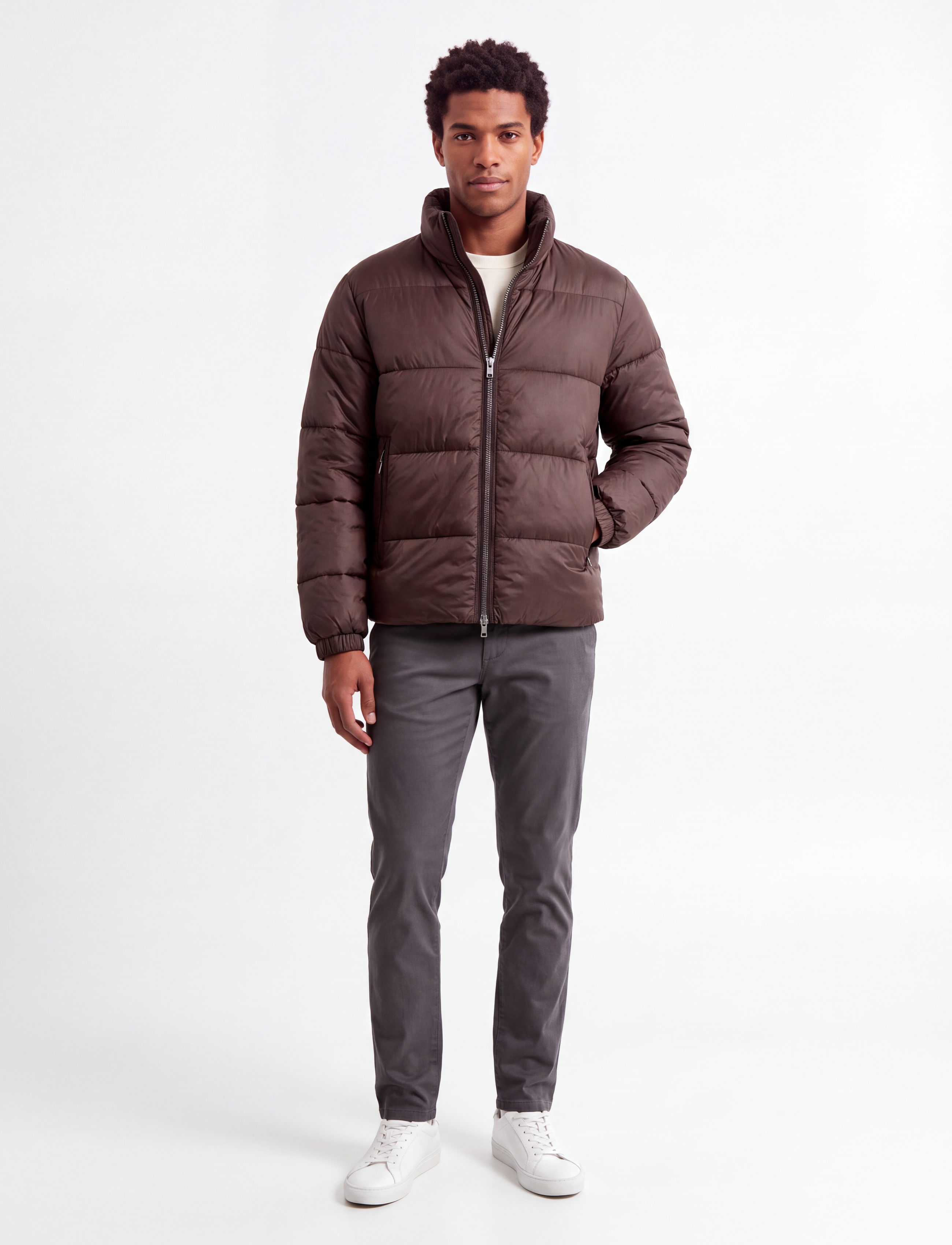 Abercrombie & Fitch AIRCLOUD MOCK PUFFER - Campaign - 450 / brown