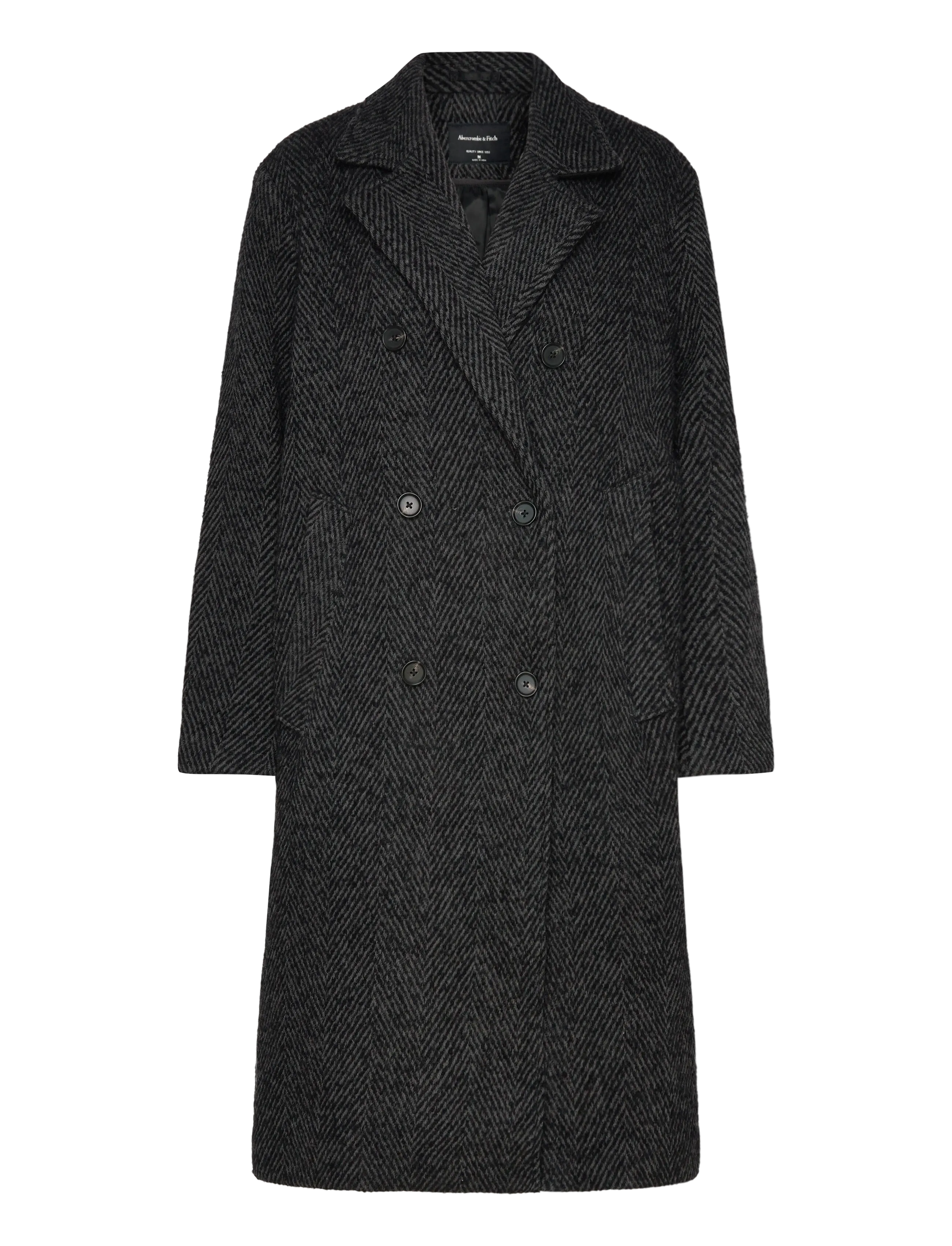 Abercrombie & Fitch Double Breasted Wool-Blend Coat, S, Coats, Grau - Wool Männerswear