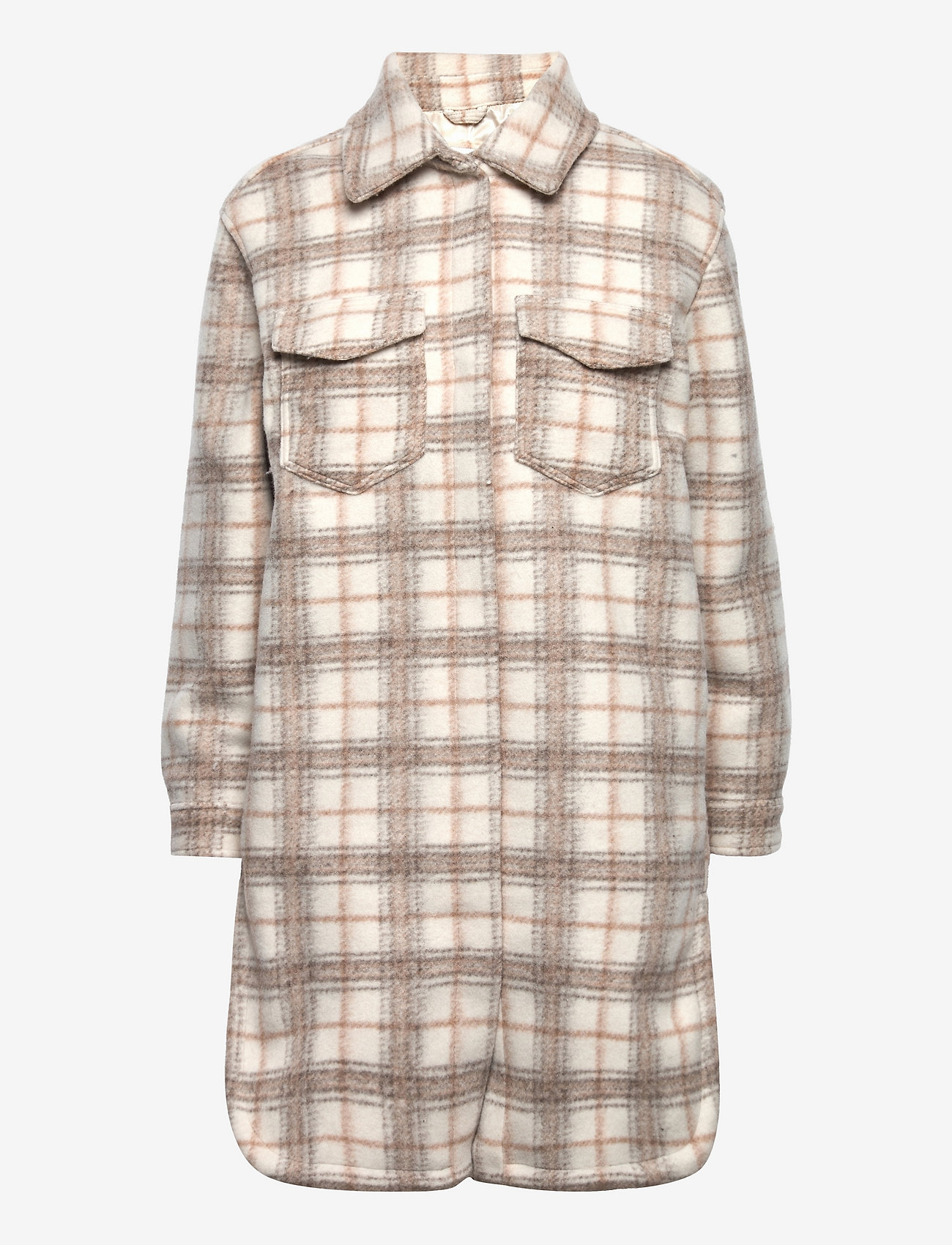 Abercrombie & Fitch - ANF WOMENS OUTERWEAR - talvemantlid - cream/grey neutral plaid - 0
