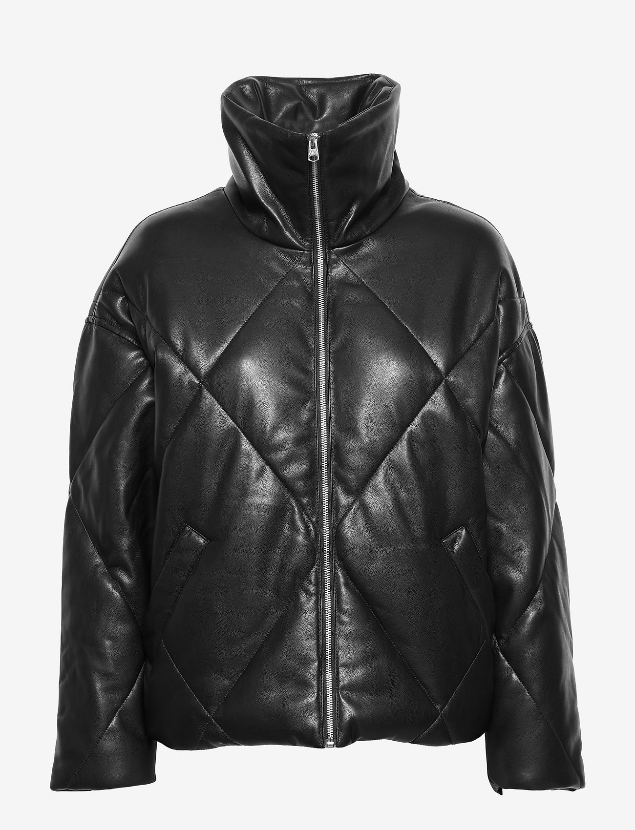 Abercrombie & Fitch - ANF WOMENS OUTERWEAR - sulejoped ja voodriga joped - black vegan leather (midweight) - 0