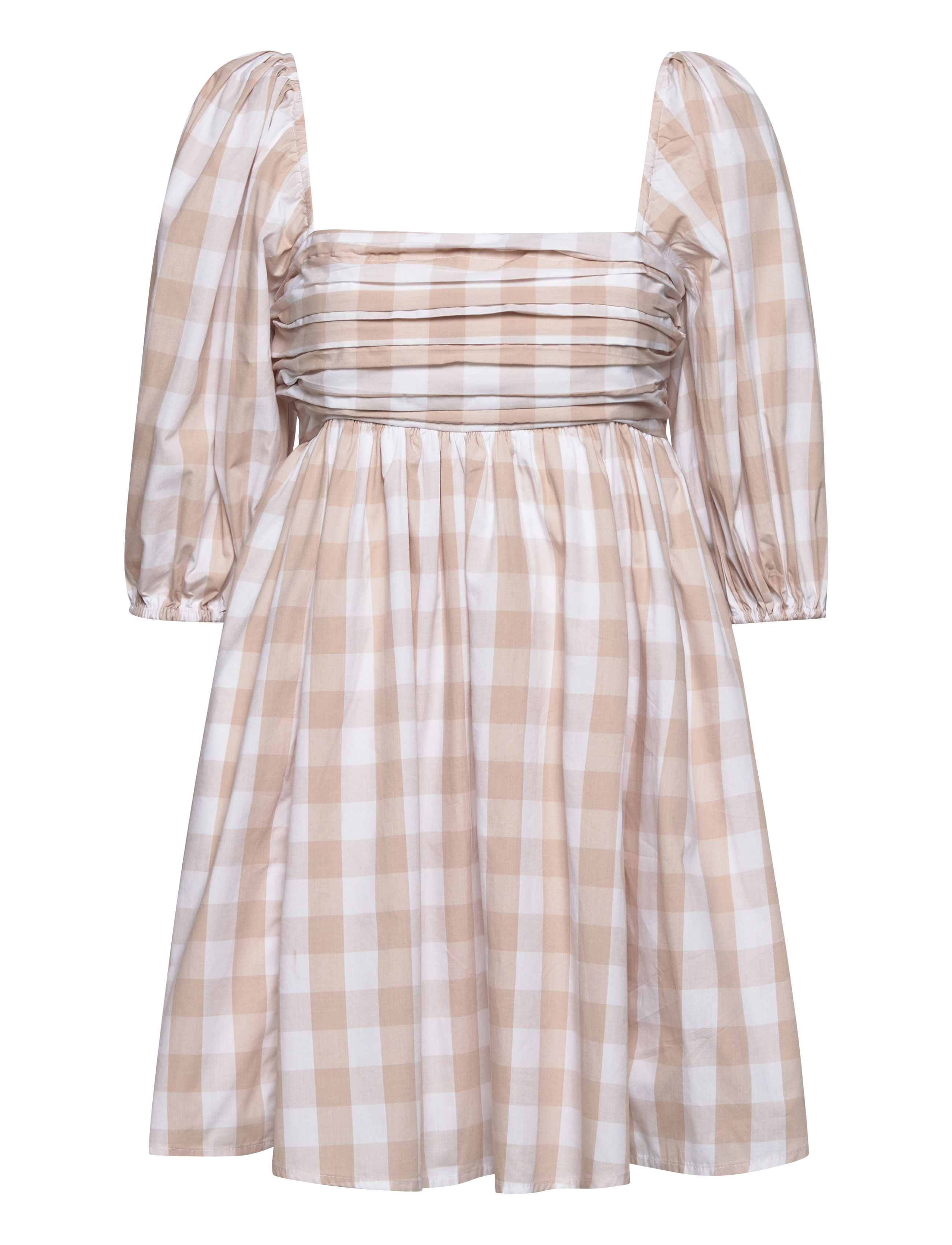 Abercrombie & Fitch Anf Womens Dresses, Kvinder, Gingham Minikjole, Beige, Str: XS