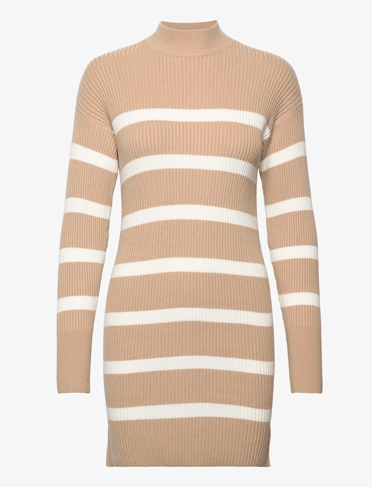 Abercrombie & Fitch - ANF WOMENS DRESSES - strickkleider - brown white stripe - 0