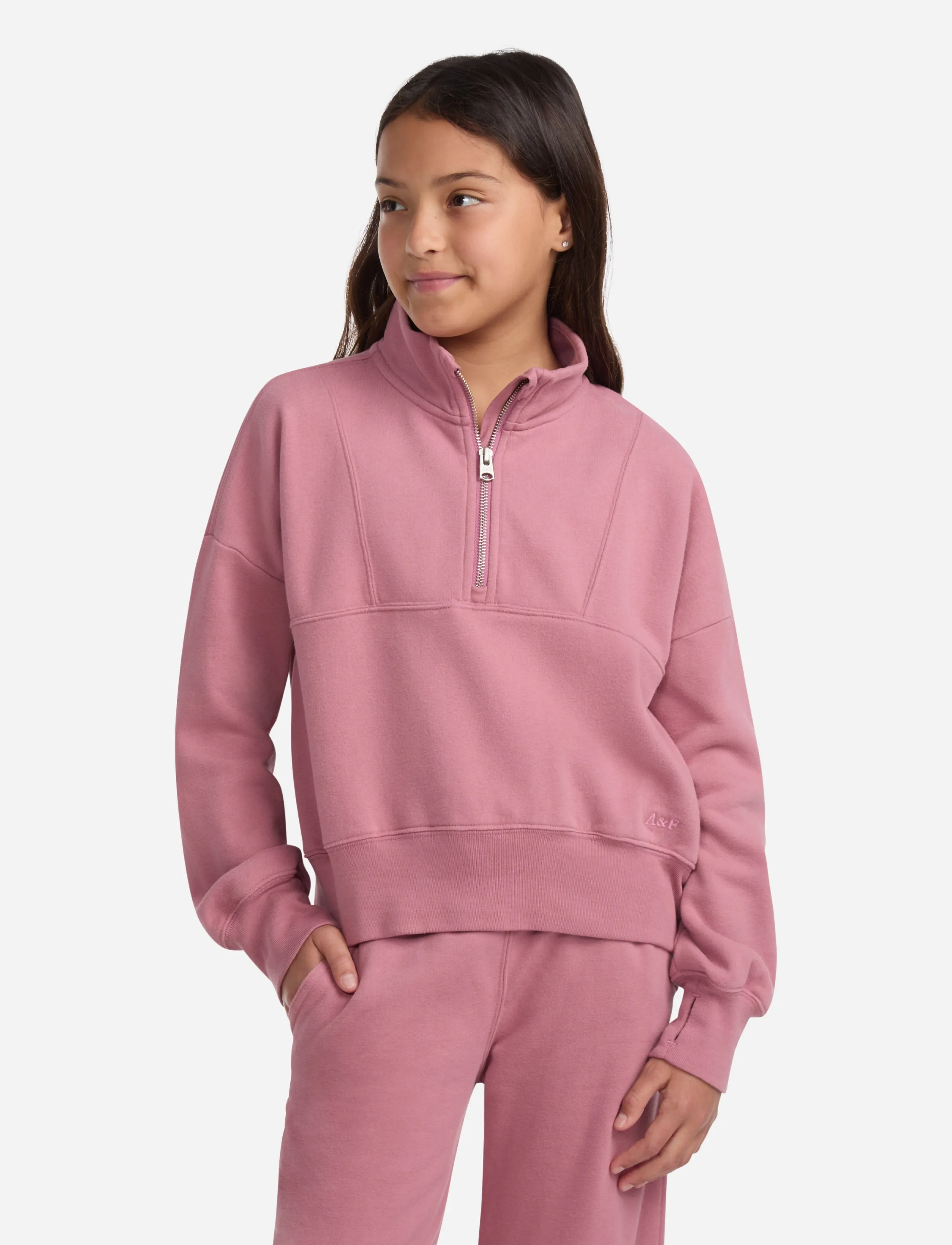 Abercrombie Kids HZ-1/2 ZIP TOP - Sweatshirts - MESA ROSE / pink/rose