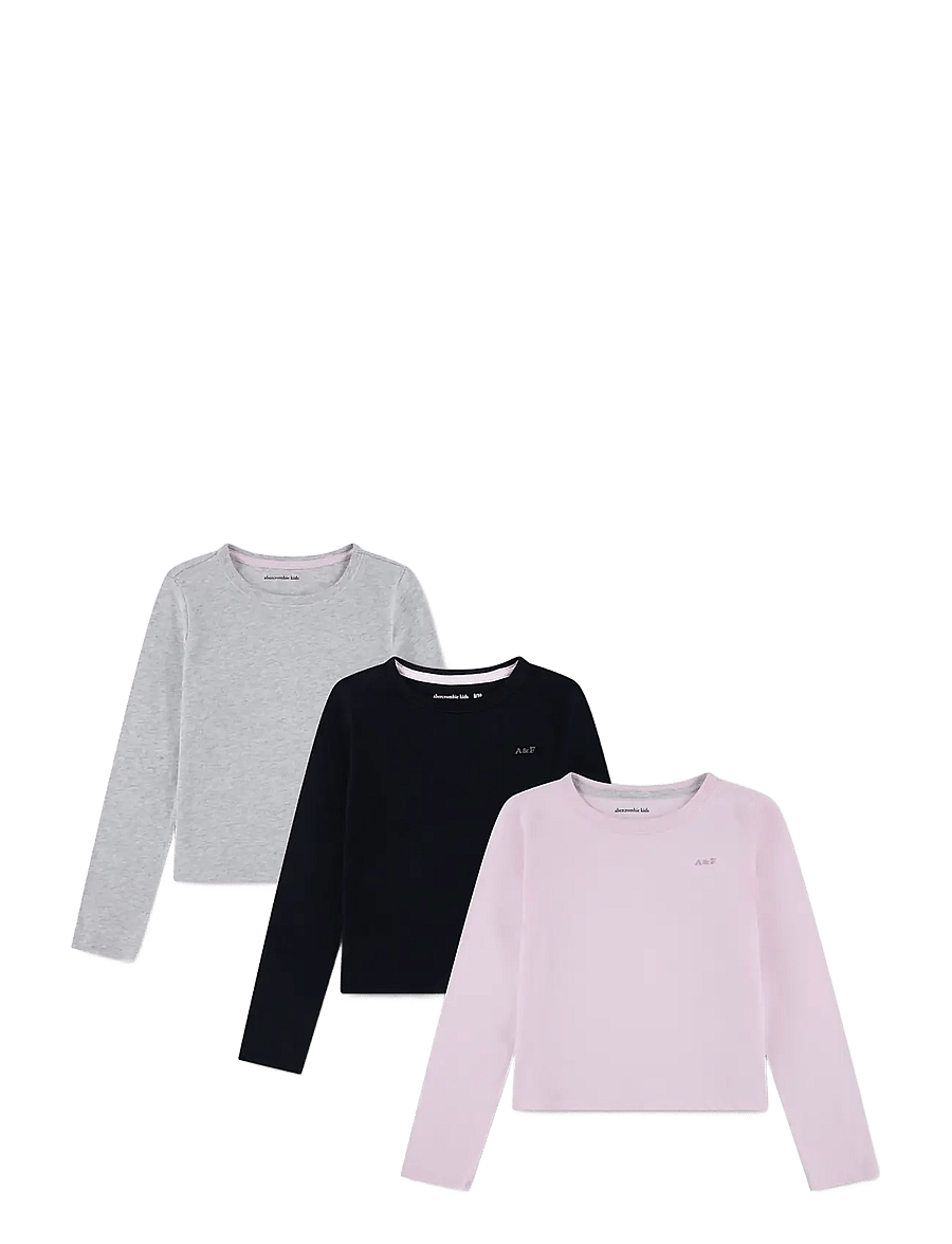 Abercrombie Kids - 3E-3PK LS TEE - t-krekli ar garām piedurknēm - cradle pink - 0