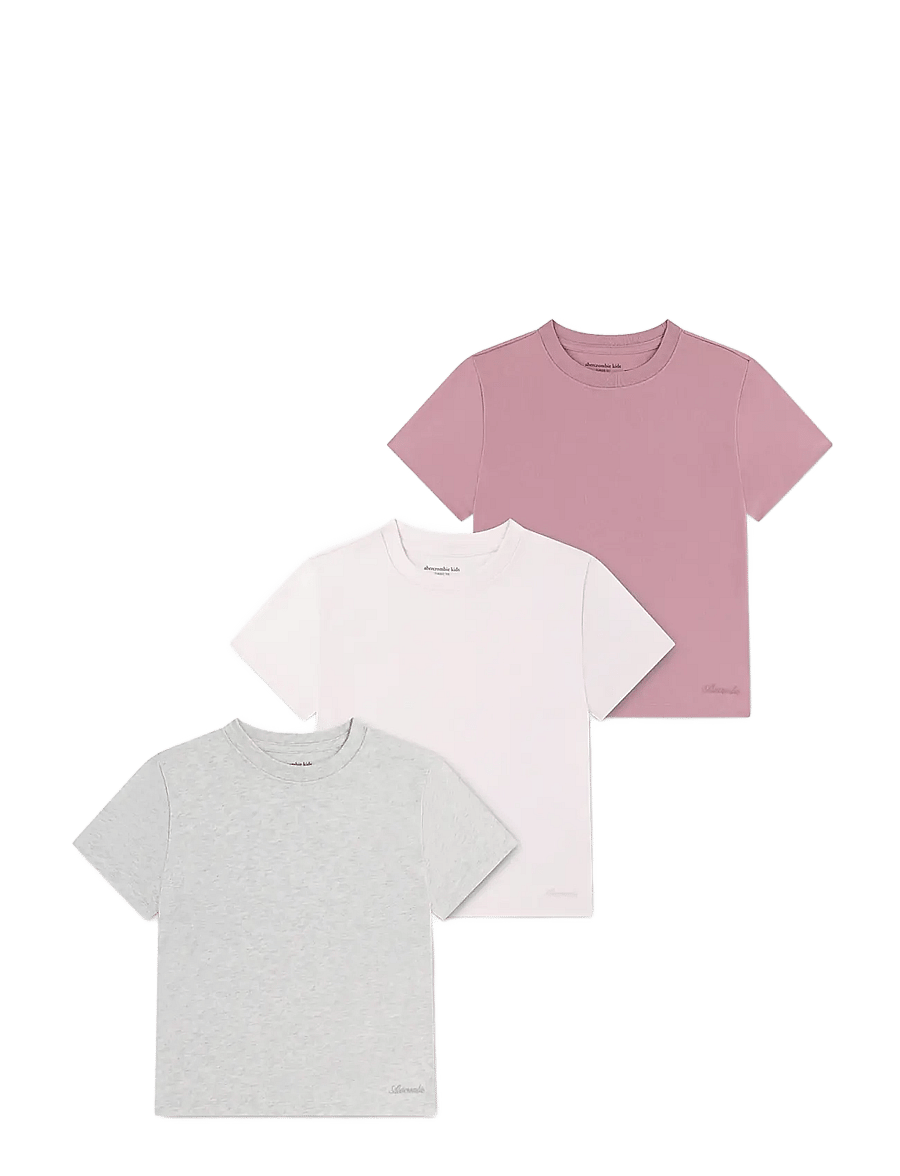 Abercrombie Kids - 3T-3PK SS TEE - kortärmade t-shirts - pink marshmallow - 0
