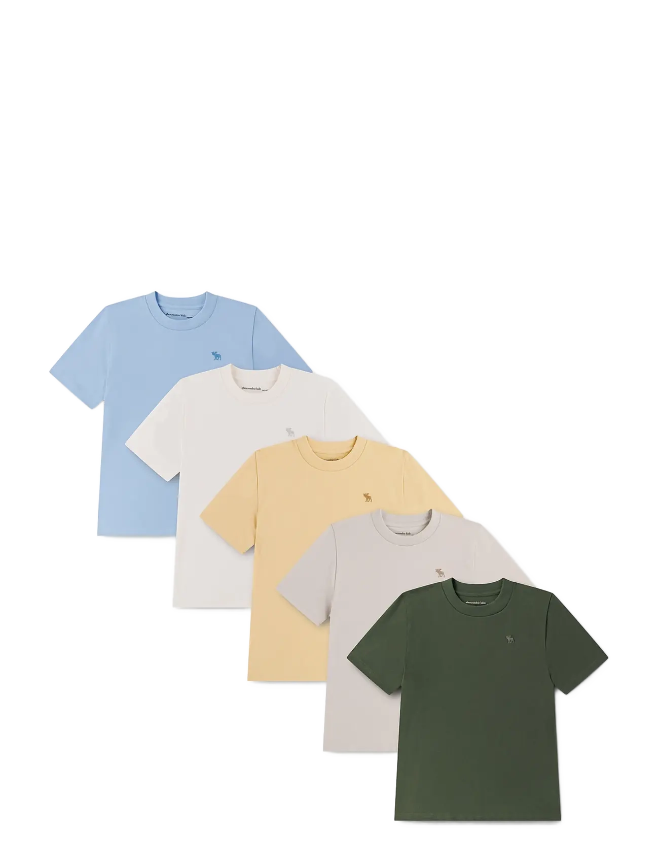 Abercrombie Kids Ty-5Pk Tees, Børn, Børne 5-Pak T-shirts, Grøn, Str: 147/163CM