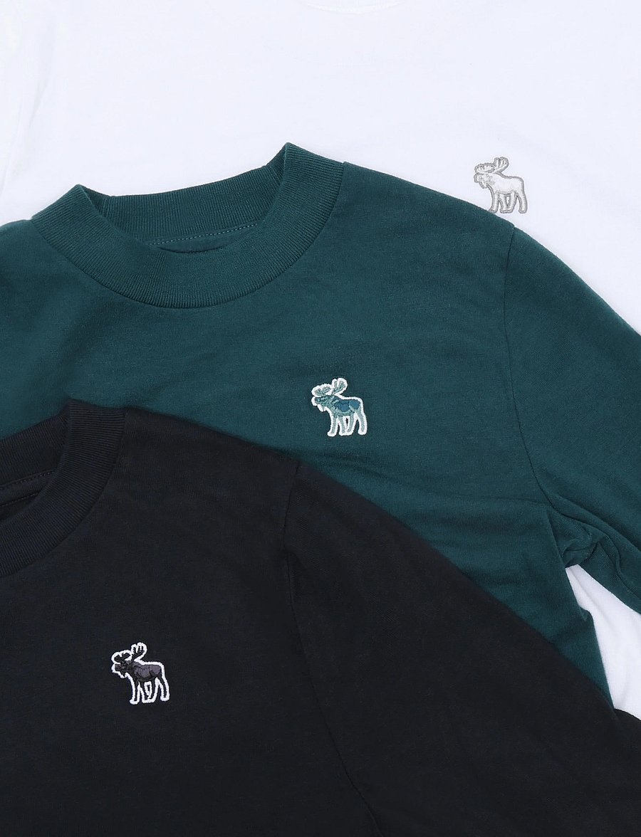 Abercrombie Kids - 3E-3PK LS TEE - langärmelig - anf anthracite - 4