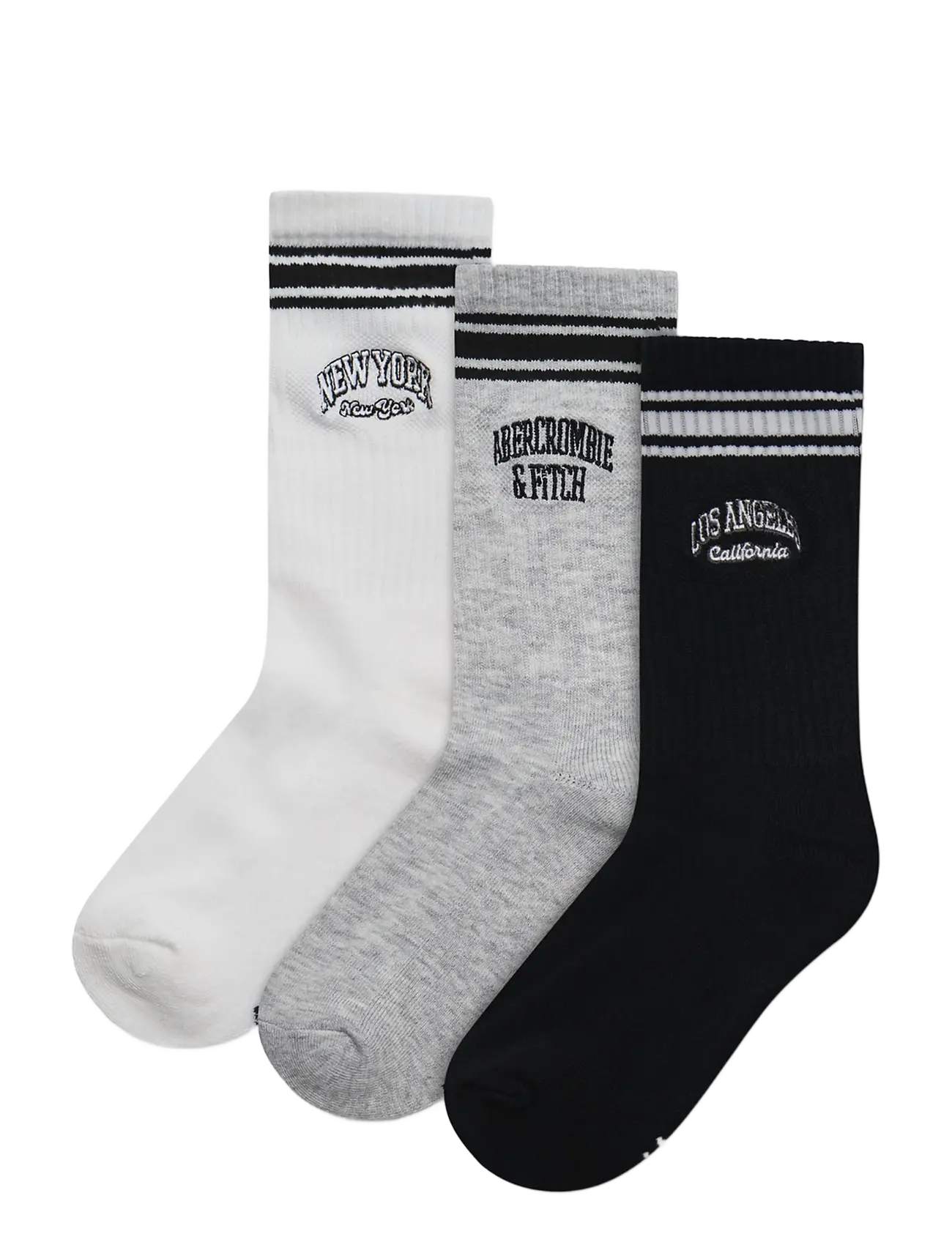 Abercrombie Kids 3W-3PK CREW SOCK - Tagasi kooli - BRIGHT WHITE / multi
