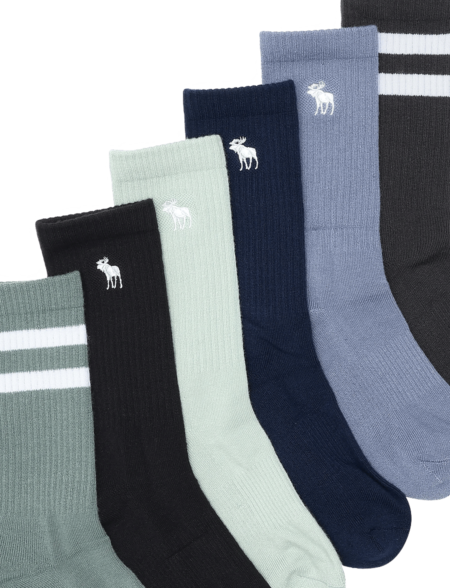 Abercrombie Kids - 6W-6PK CREW SOCK - kojinės - aqua gray - 2