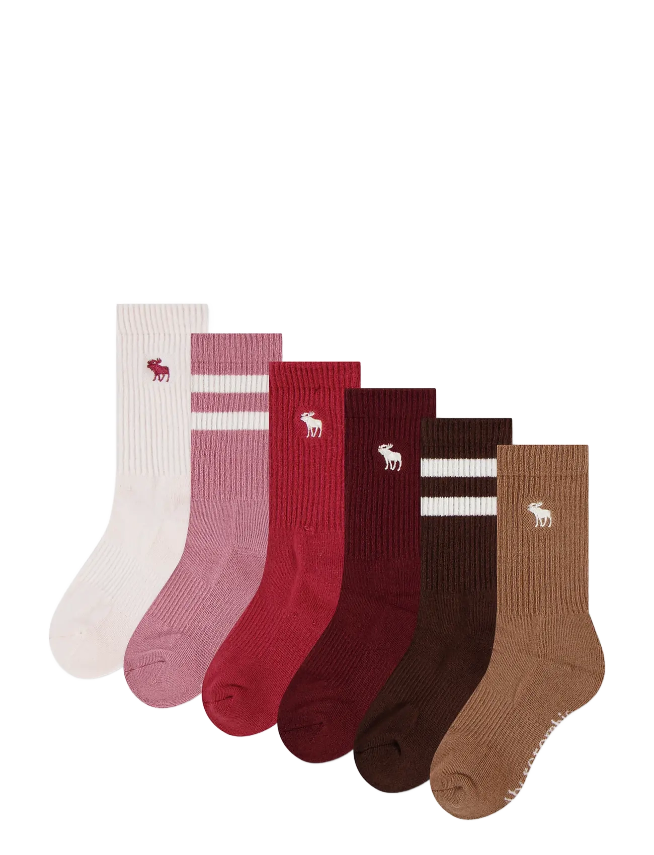 Abercrombie Kids 6W-6PK CREW SOCK - Abercrombie Kids - PINK MARSHMALLOW / pink/rose