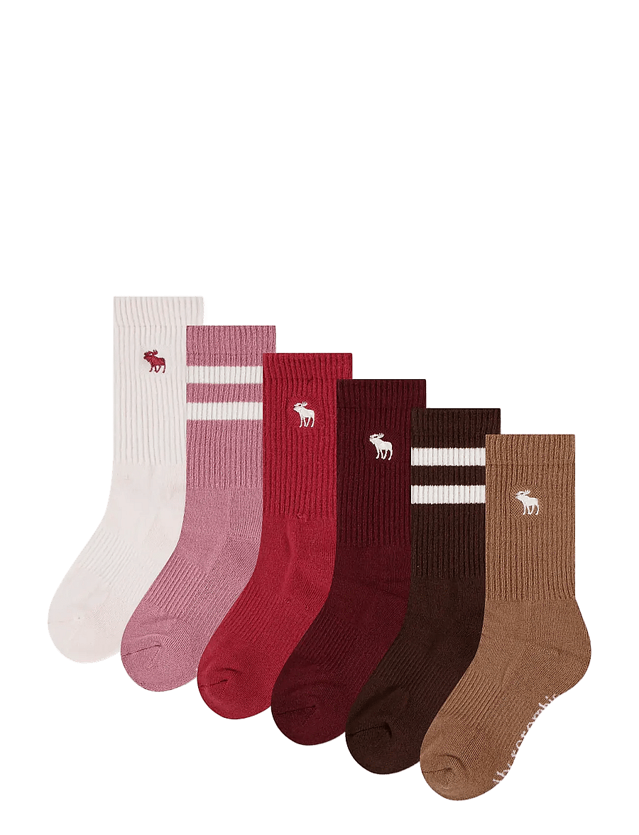 Abercrombie Kids - 6W-6PK CREW SOCK - strømper - pink marshmallow - 0