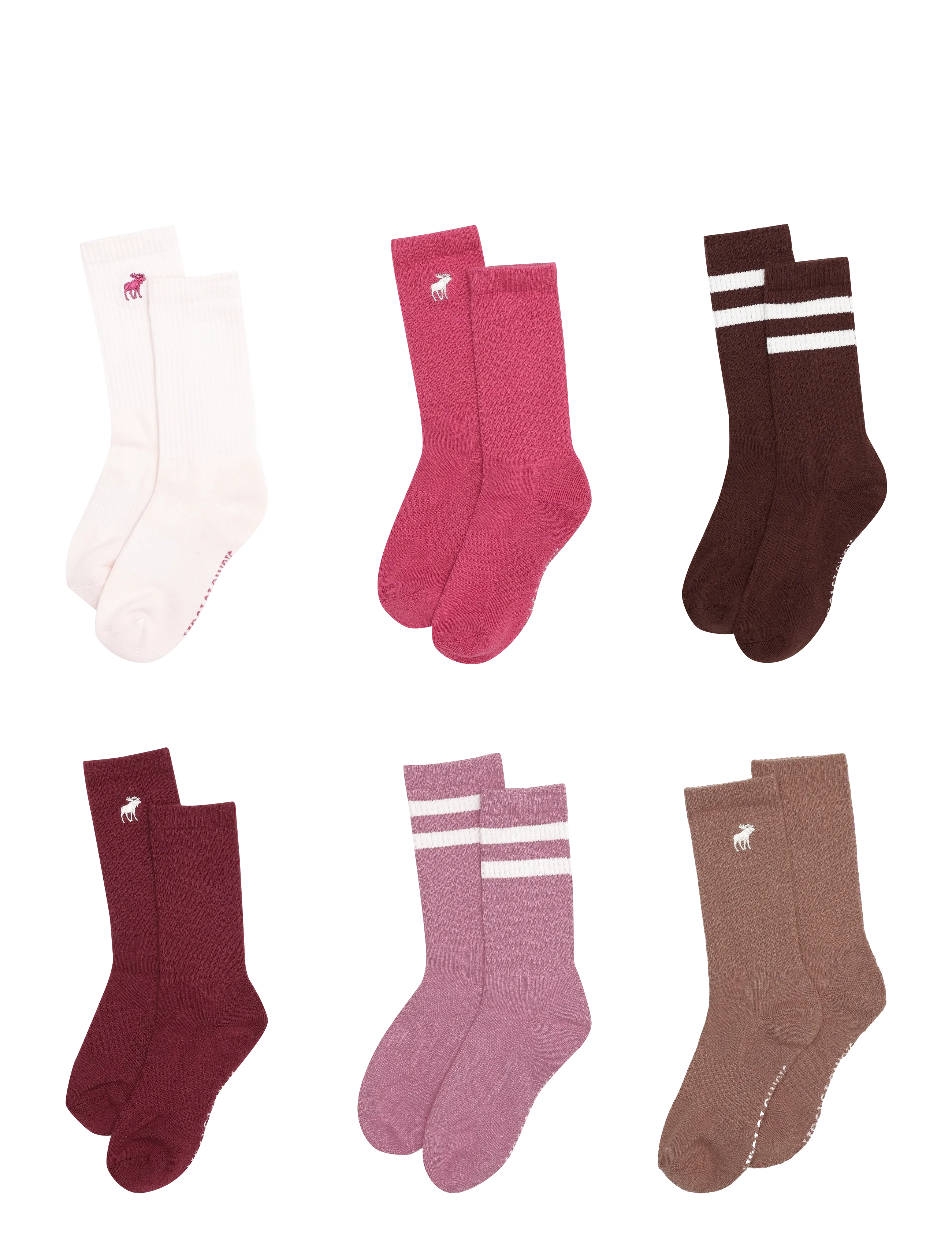 Abercrombie Kids - 6W-6PK CREW SOCK - sokid - pink marshmallow - 1