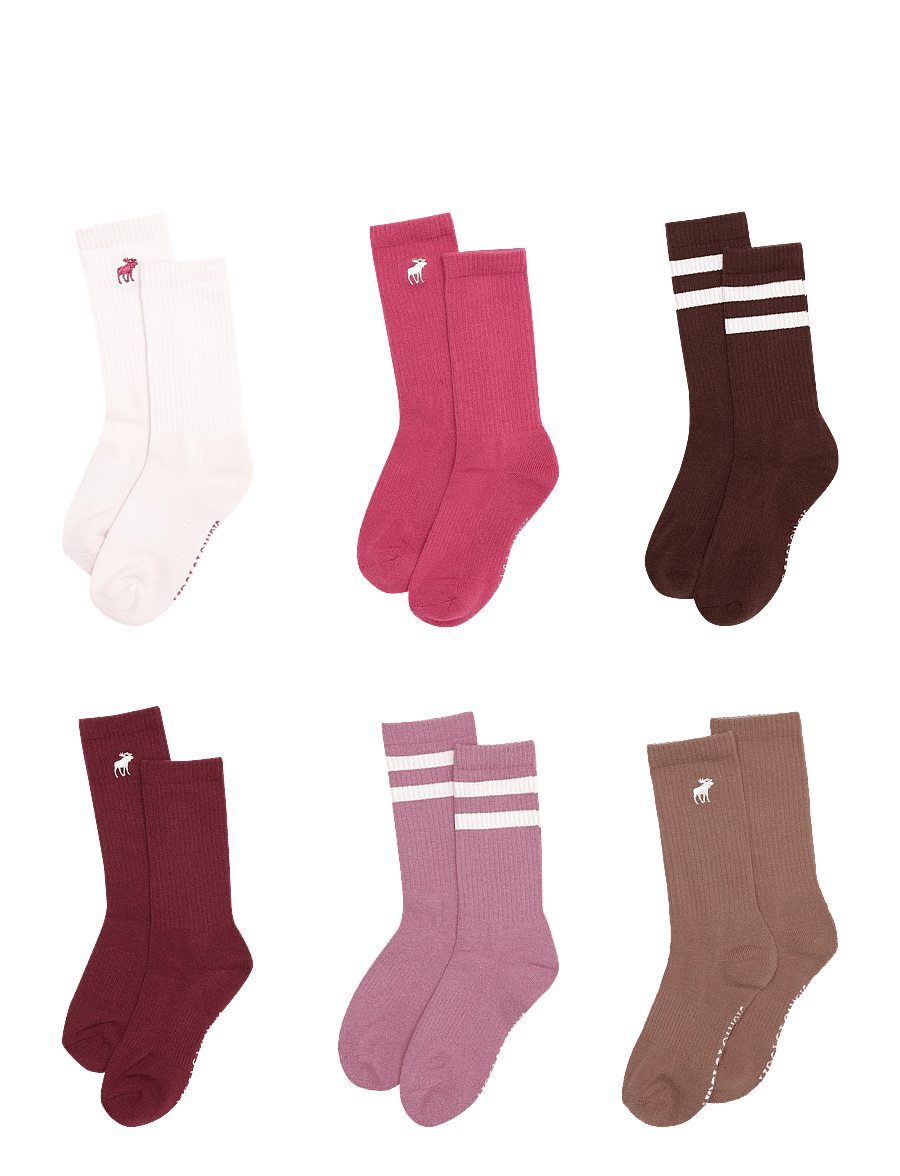 Abercrombie Kids - 6W-6PK CREW SOCK - sokid - pink marshmallow - 1