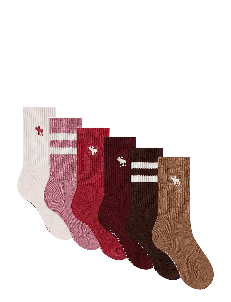 Abercrombie Kids - 6W-6PK CREW SOCK - strømper - pink marshmallow - 1