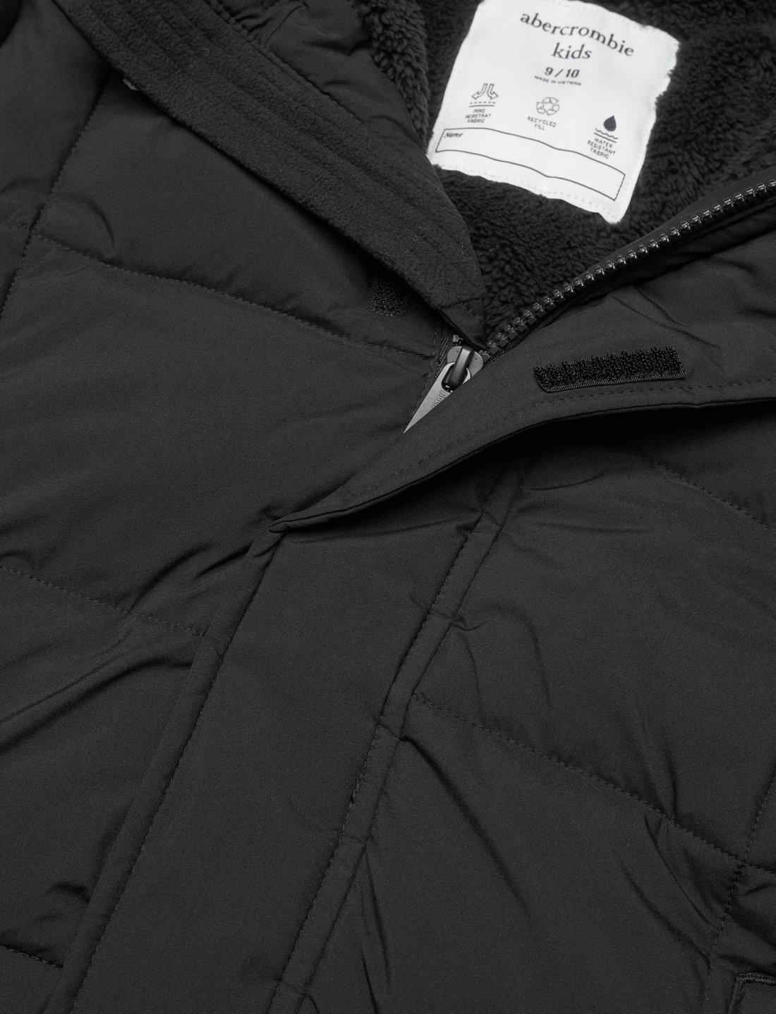 Abercrombie black puffer jacket hot sale