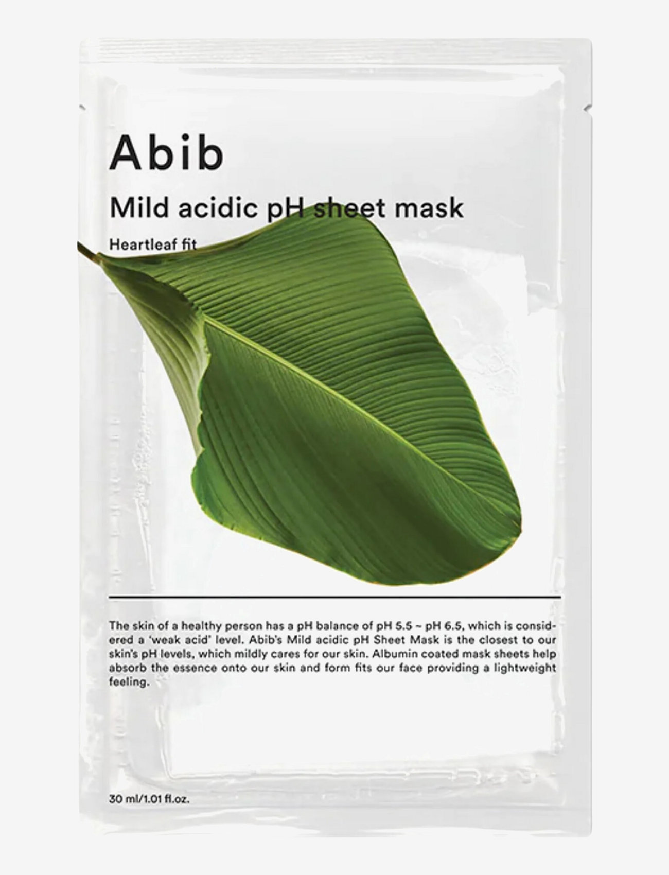 Abib - Mild Acidic pH Sheet Mask Heartleaf Fit - sheet masks - clear - 1