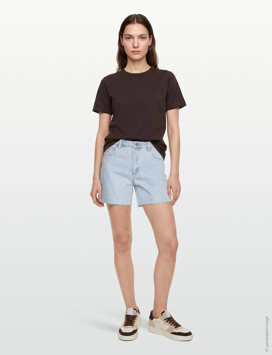 ABRAND - A CLAUDIA CUT OFF BLEACHED STONE - jorts - blue - 0