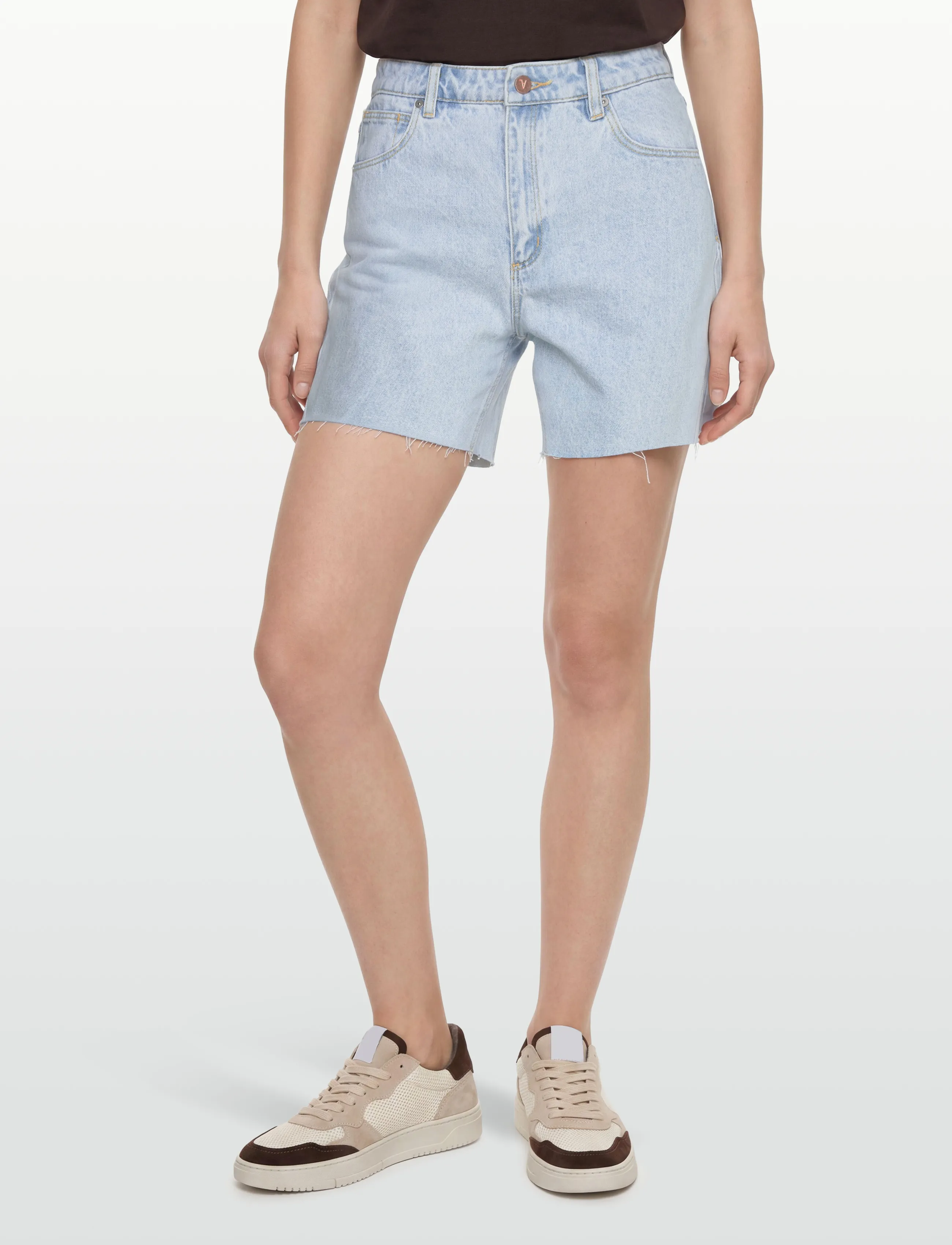 ABRAND - A CLAUDIA CUT OFF BLEACHED STONE - jorts - blue - 3