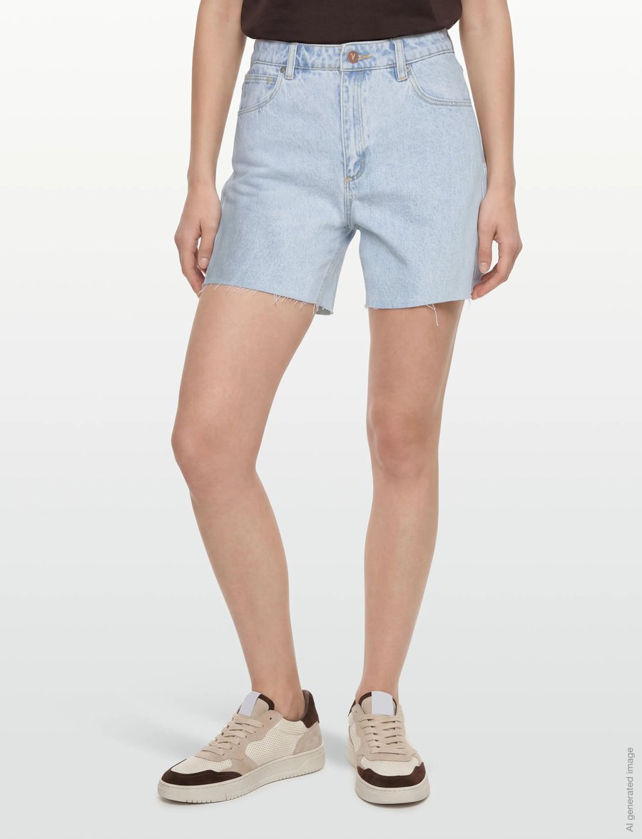 ABRAND - A CLAUDIA CUT OFF BLEACHED STONE - jorts - blue - 3