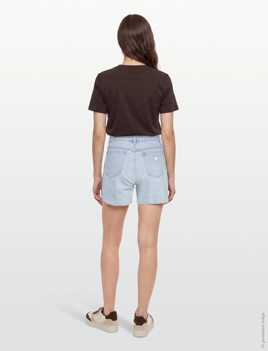 ABRAND - A CLAUDIA CUT OFF BLEACHED STONE - jorts - blue - 4