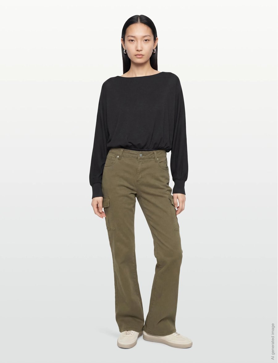 ABRAND - 99 LOW BOOT CARGO ARMY GREEN - pantalons évasés - green - 0